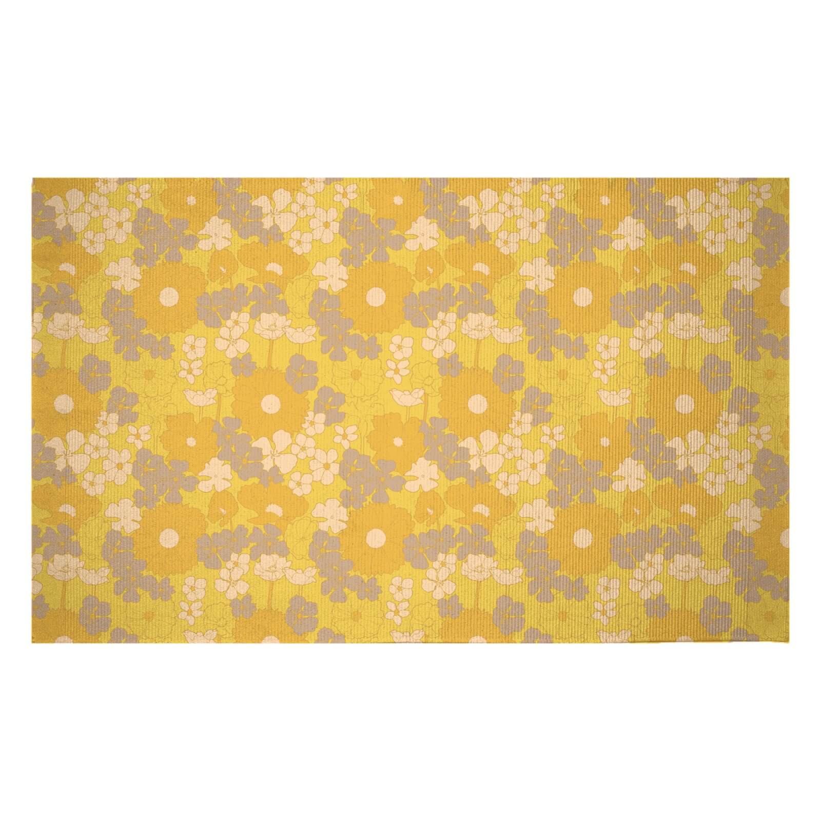 60s Flower Print Woven Rug - Small