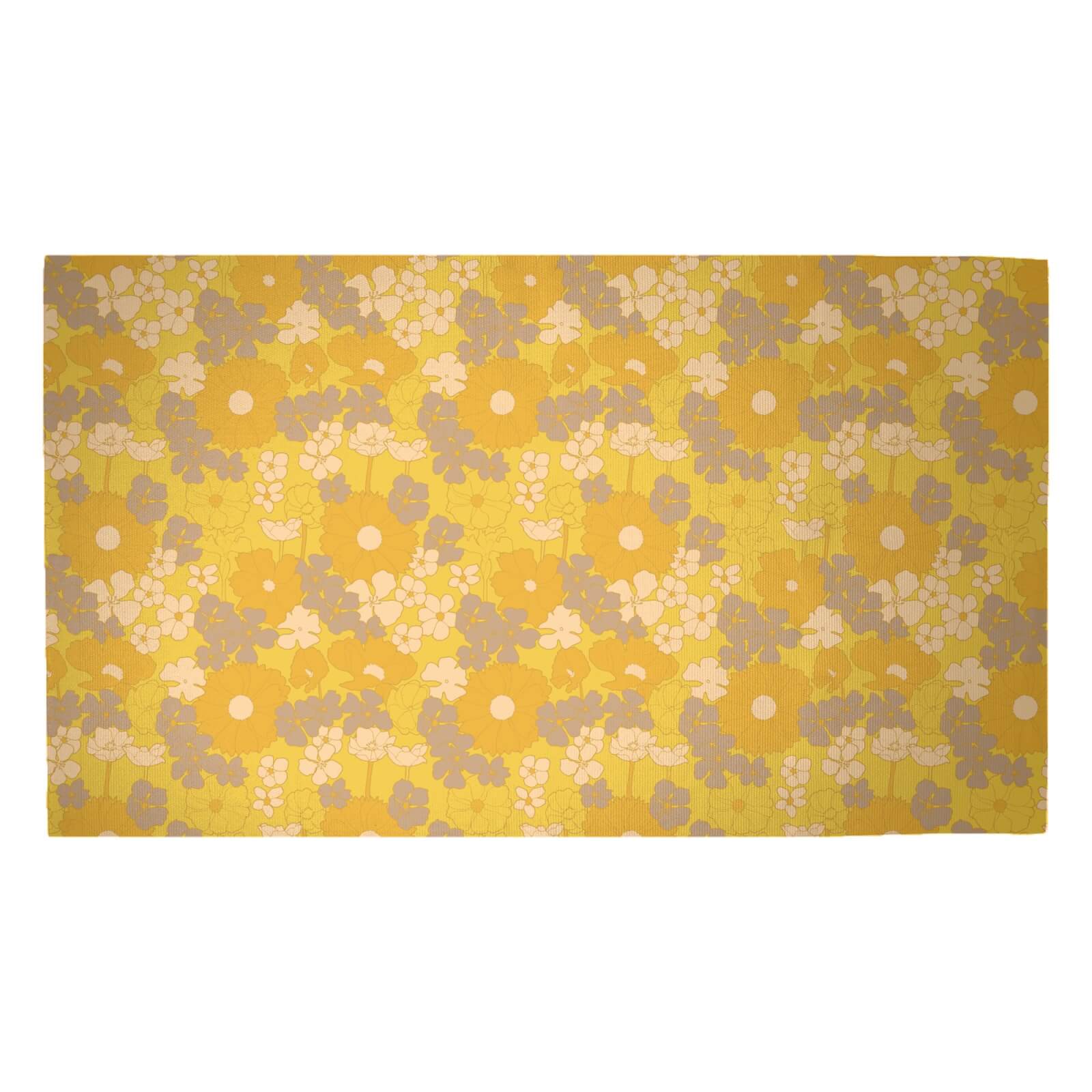 60s Flower Print Woven Rug - Medium