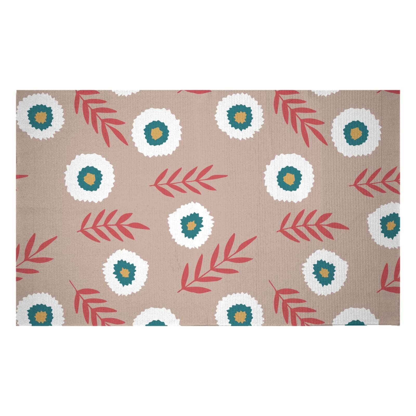 Fuzzy Flowers And Branches Woven Rug - Small