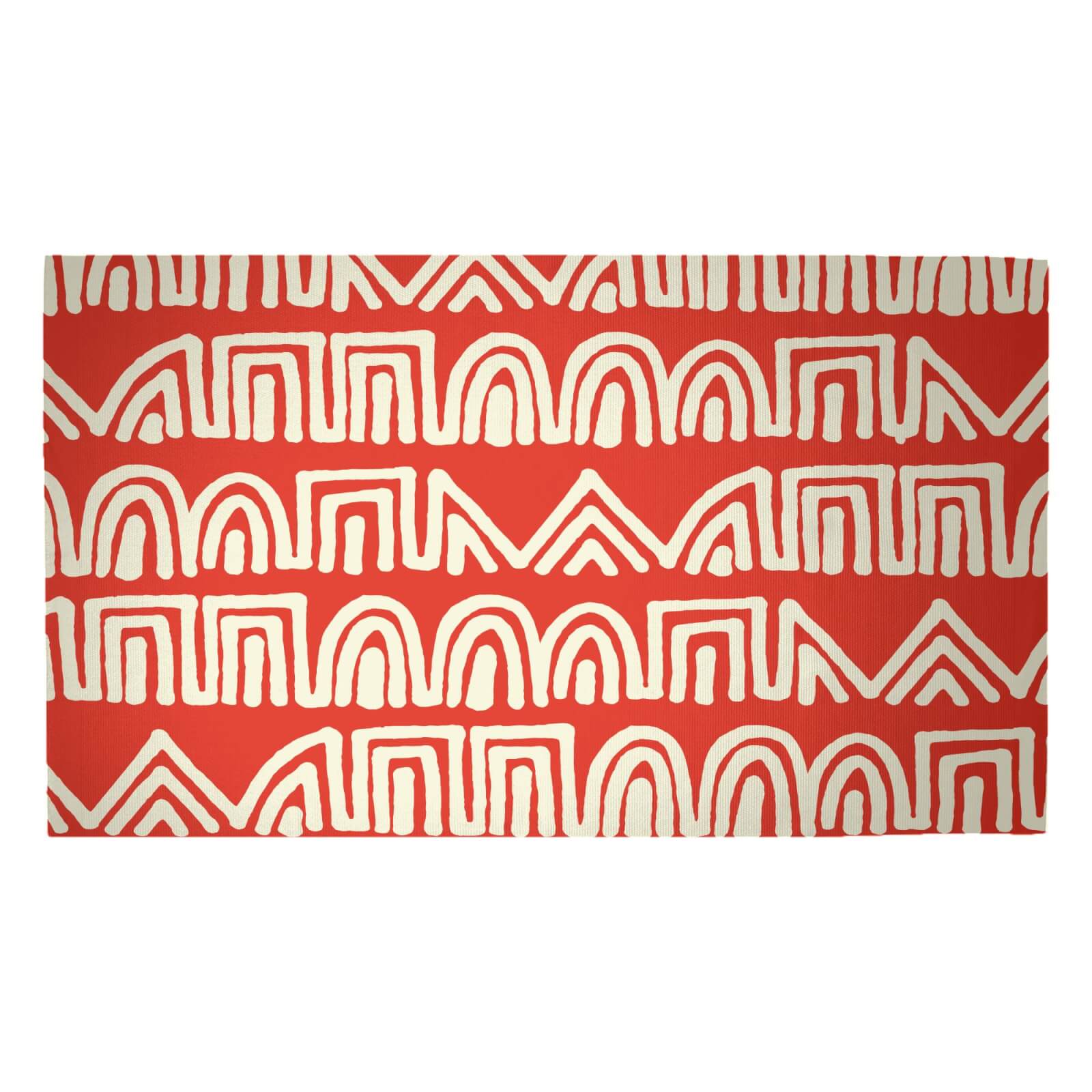 Abstract Tribal Circles And Squares Pattern Woven Rug - Medium