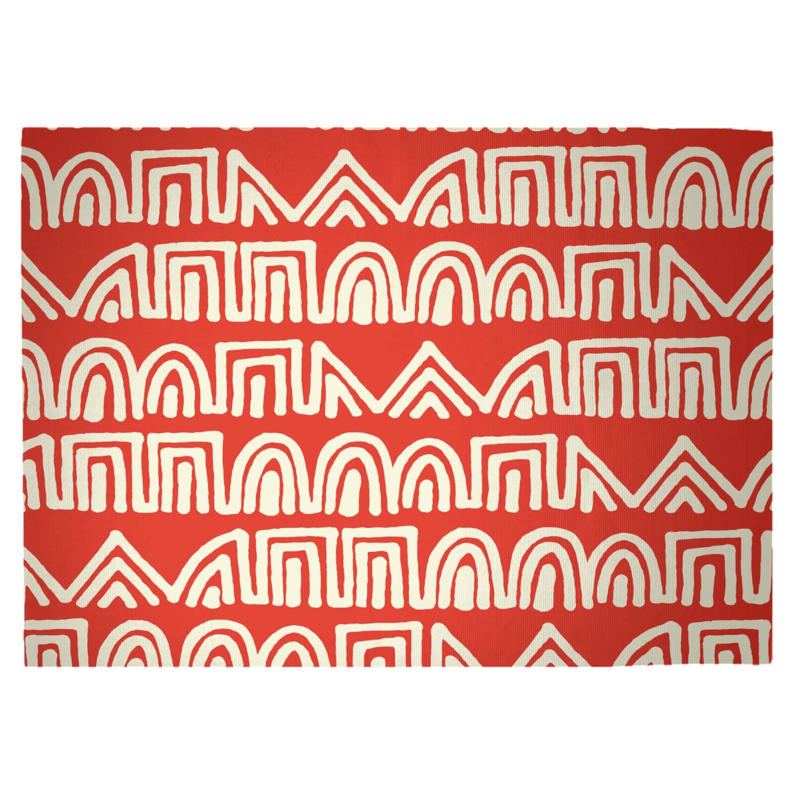 Abstract Tribal Circles And Squares Pattern Woven Rug - Large