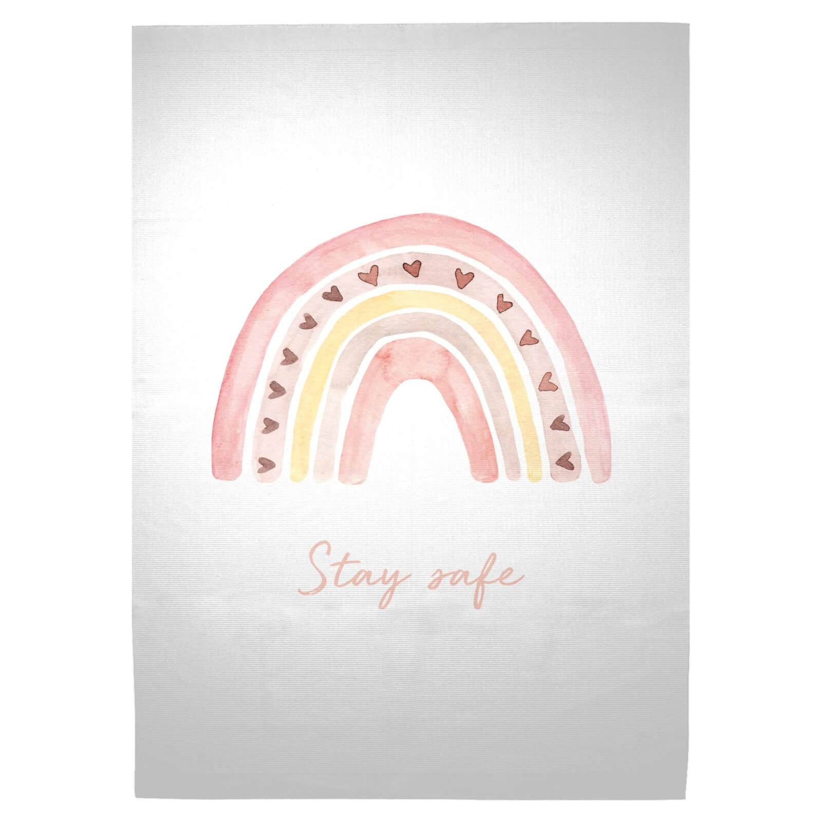 Stay Safe Pink Heart Woven Rug - Large