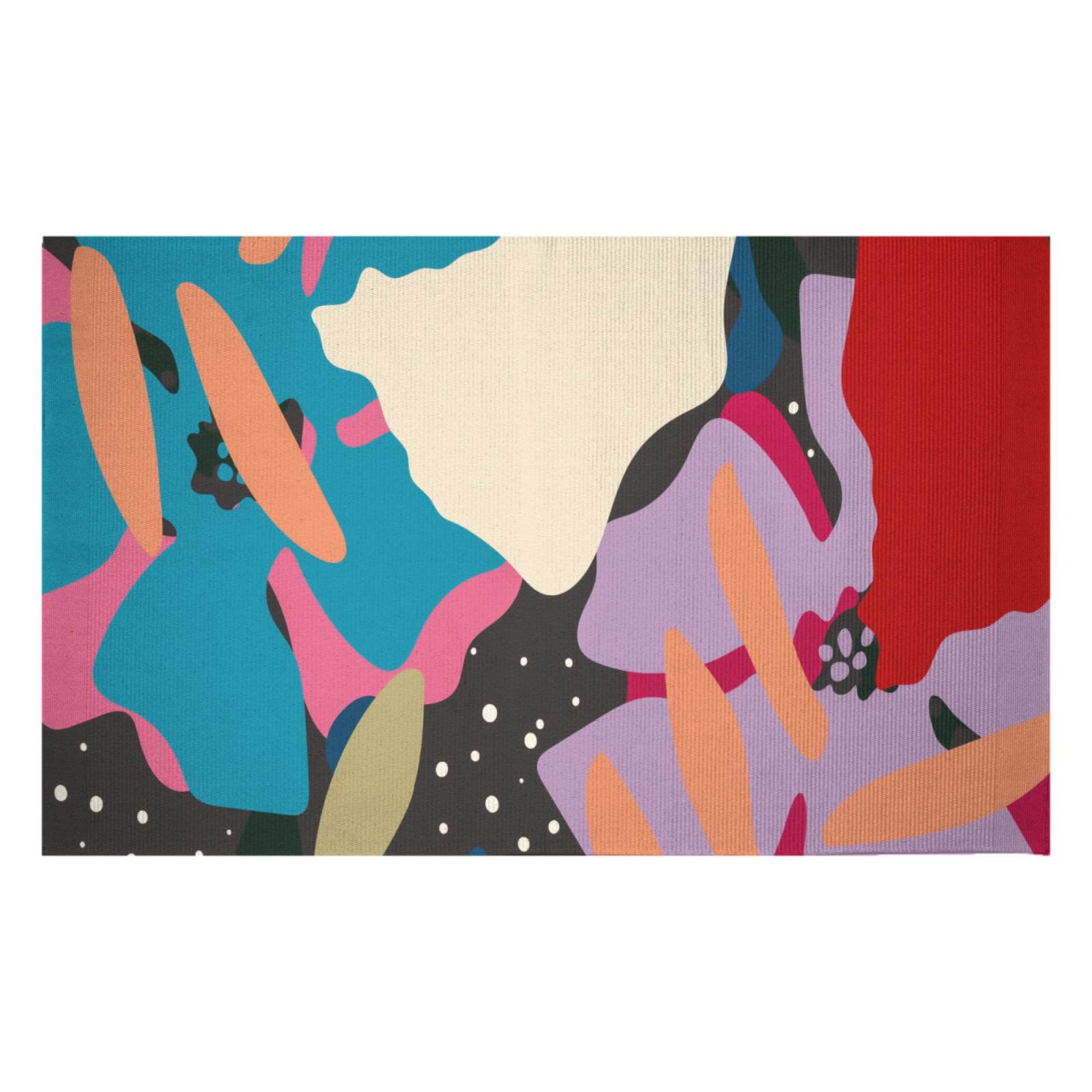 Retro Abstract Leaves Woven Rug - Small