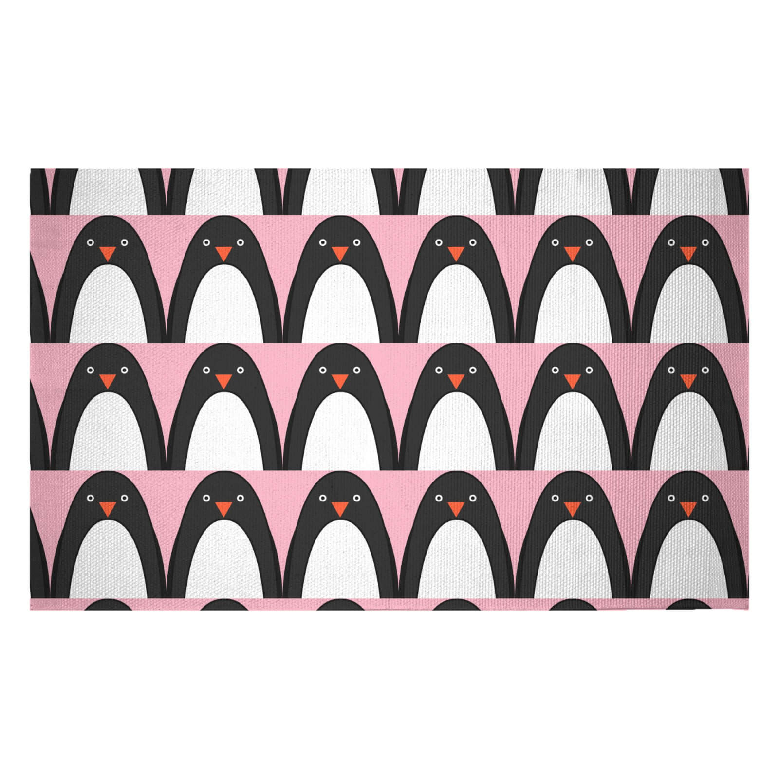 Pink Penguins Woven Rug - Small