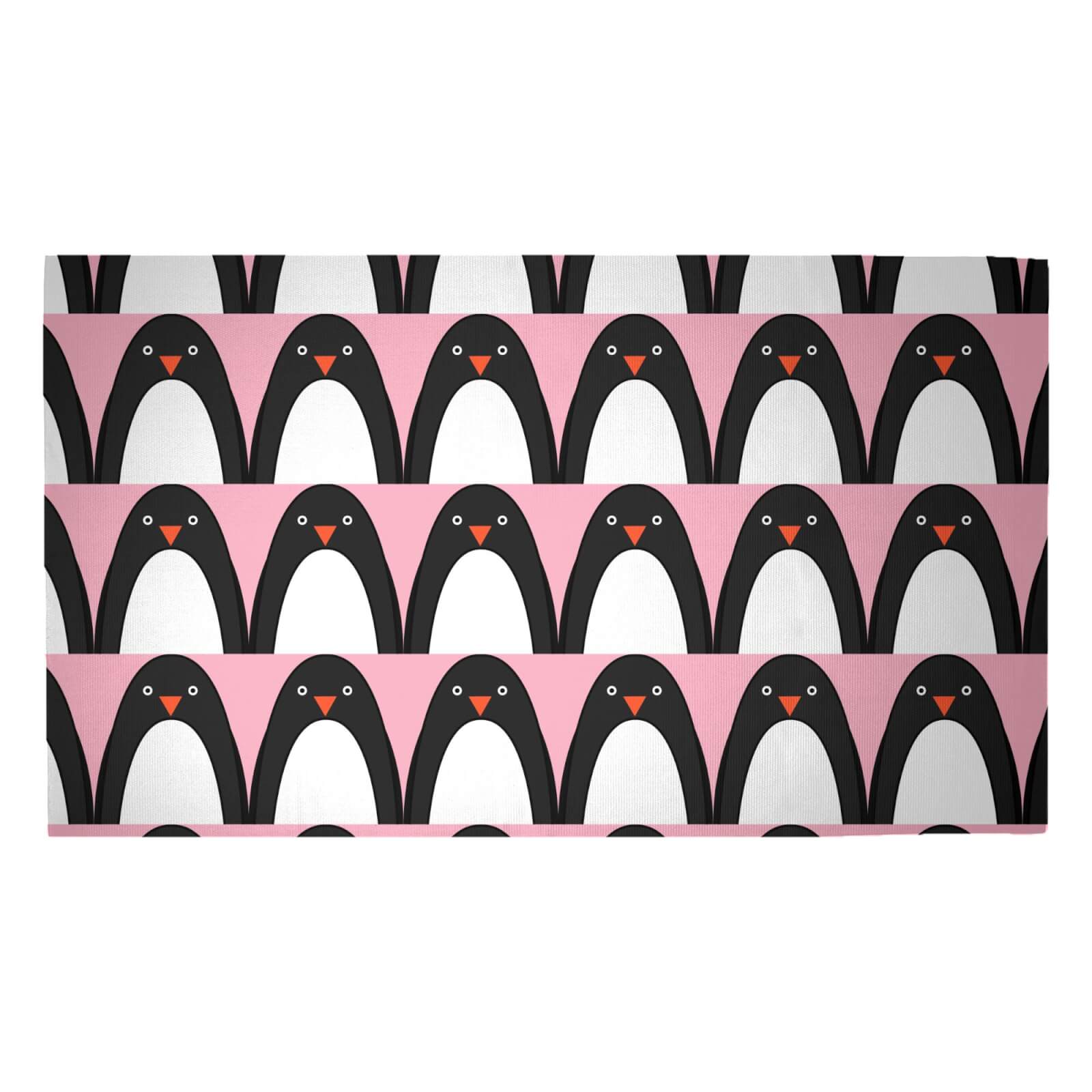 Pink Penguins Woven Rug - Medium