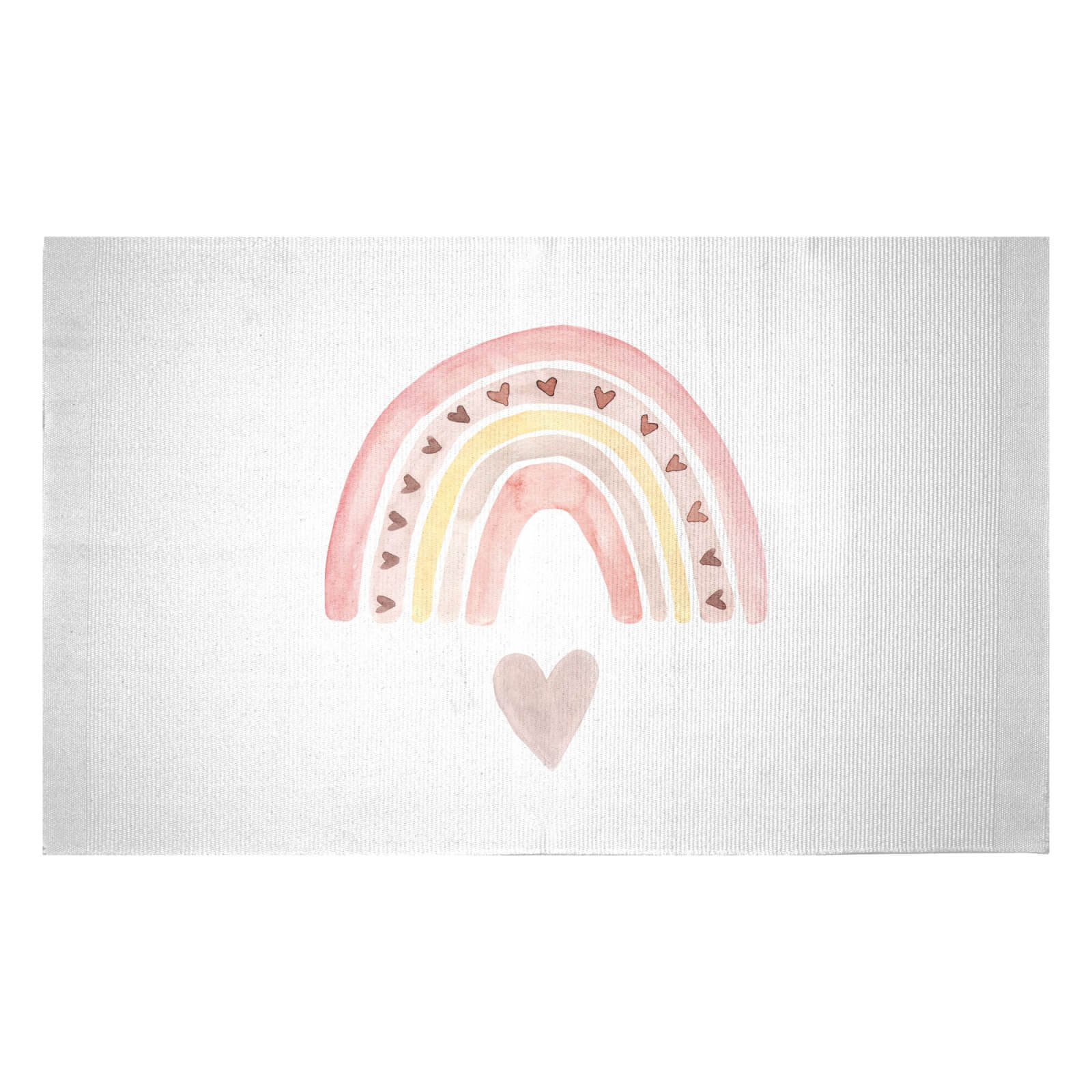 Watercolour Rainbow And Heart Woven Rug - Small