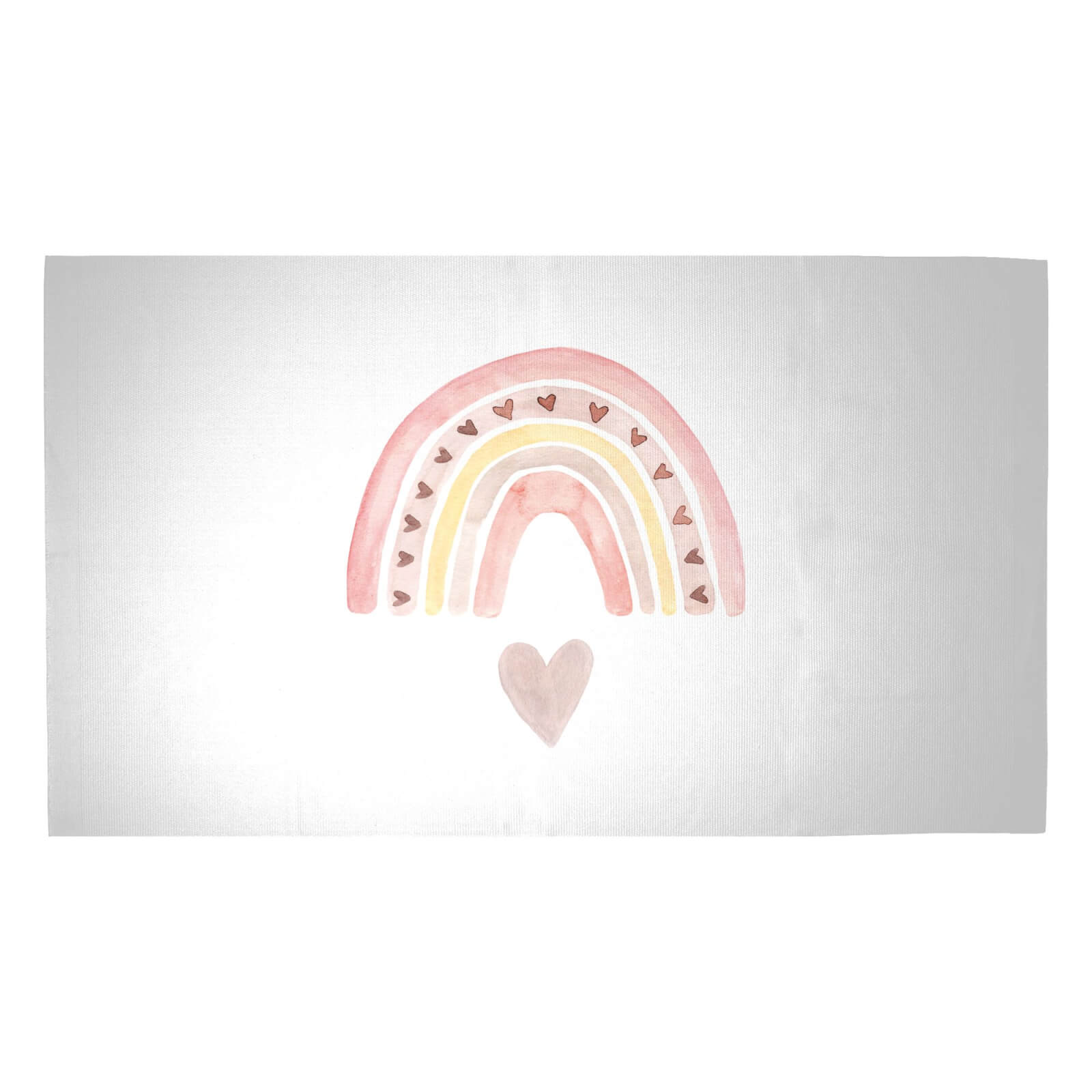 Watercolour Rainbow And Heart Woven Rug - Medium