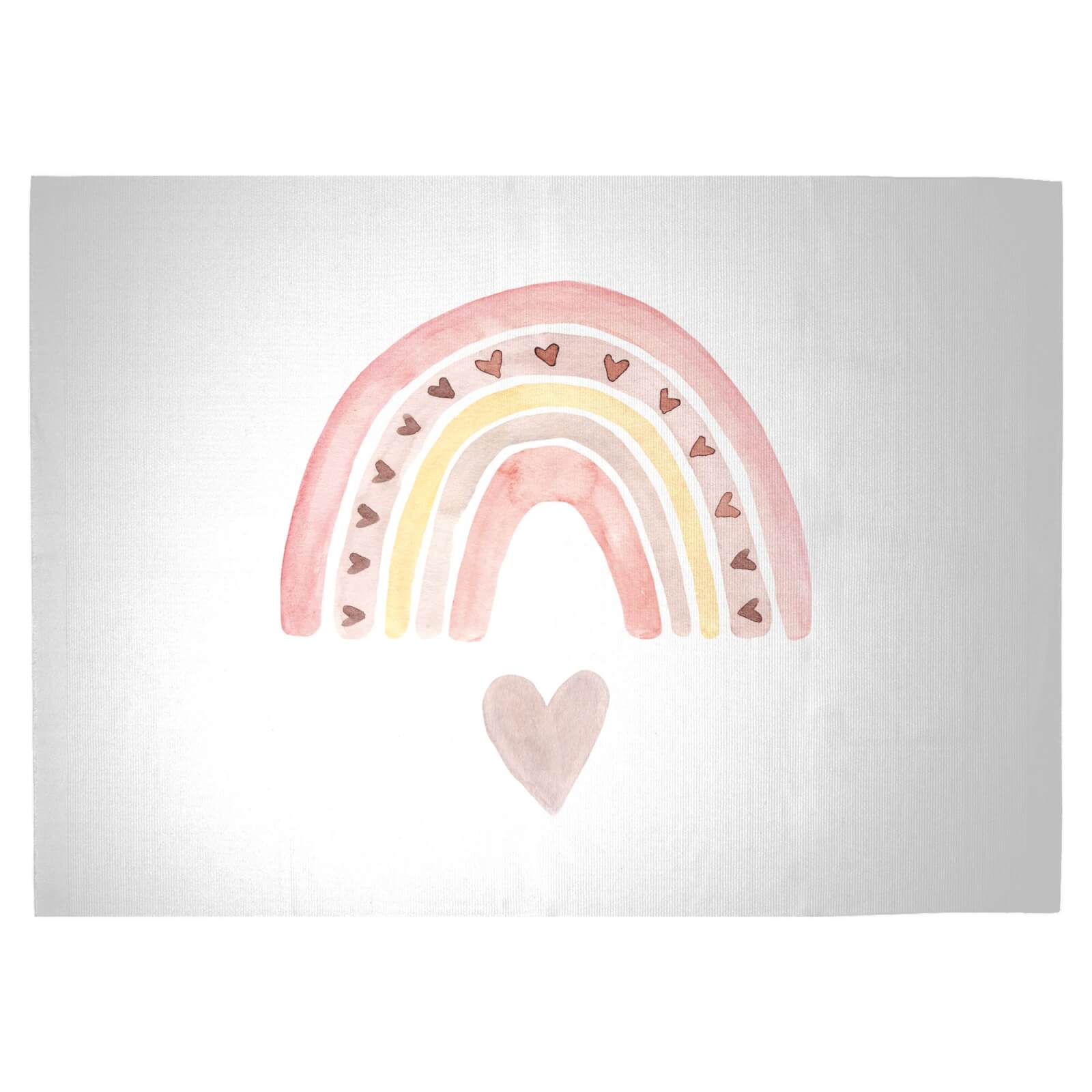 Watercolour Rainbow And Heart Woven Rug - Large