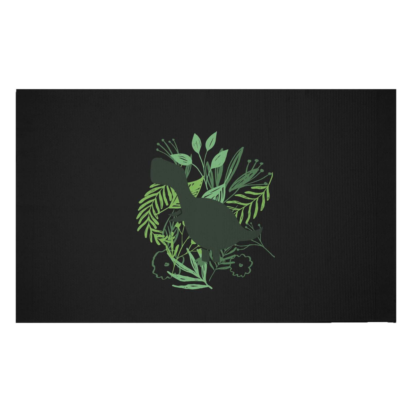 T-Rex Silhouette Foliage Woven Rug - Small