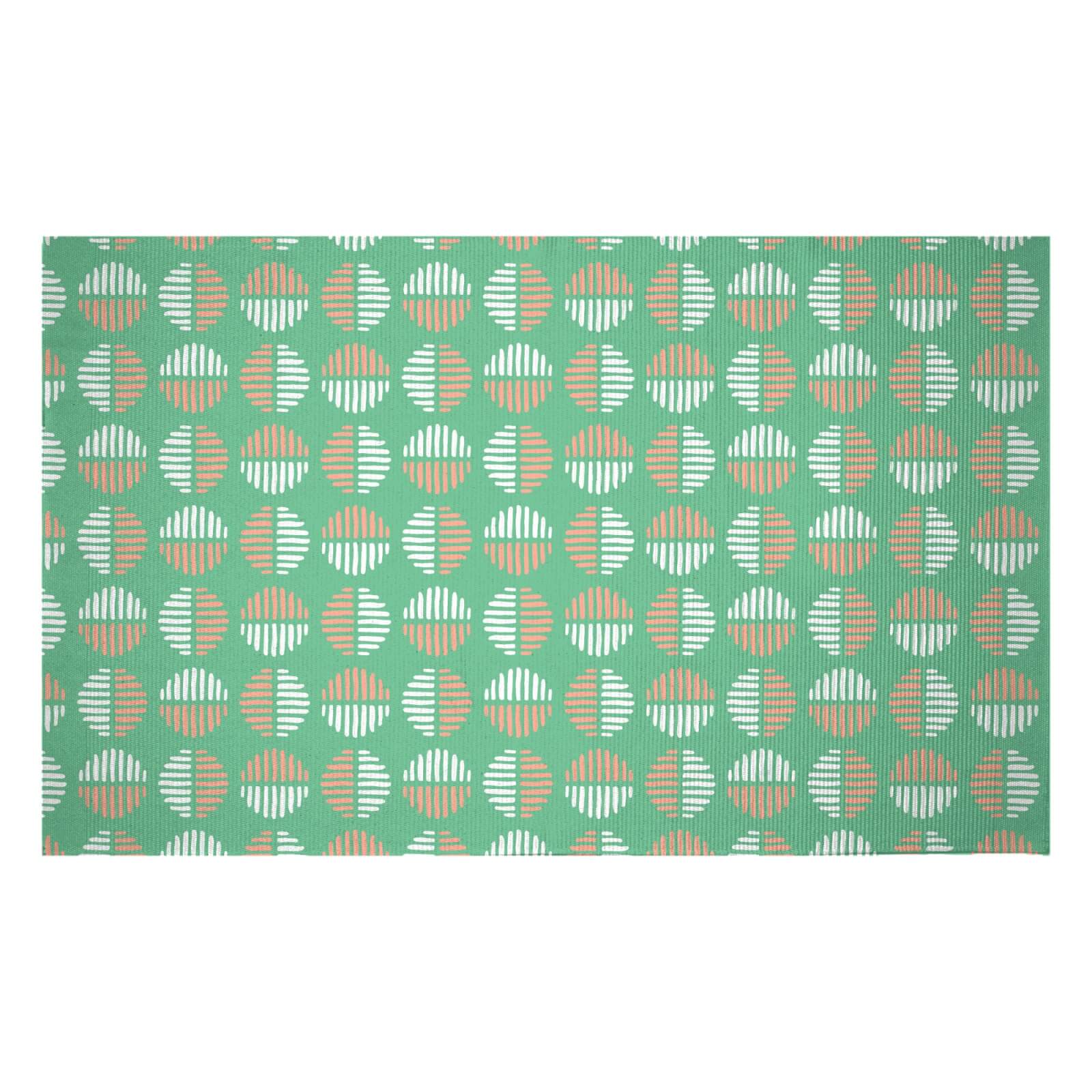 Retro Green Circles Woven Rug - Small