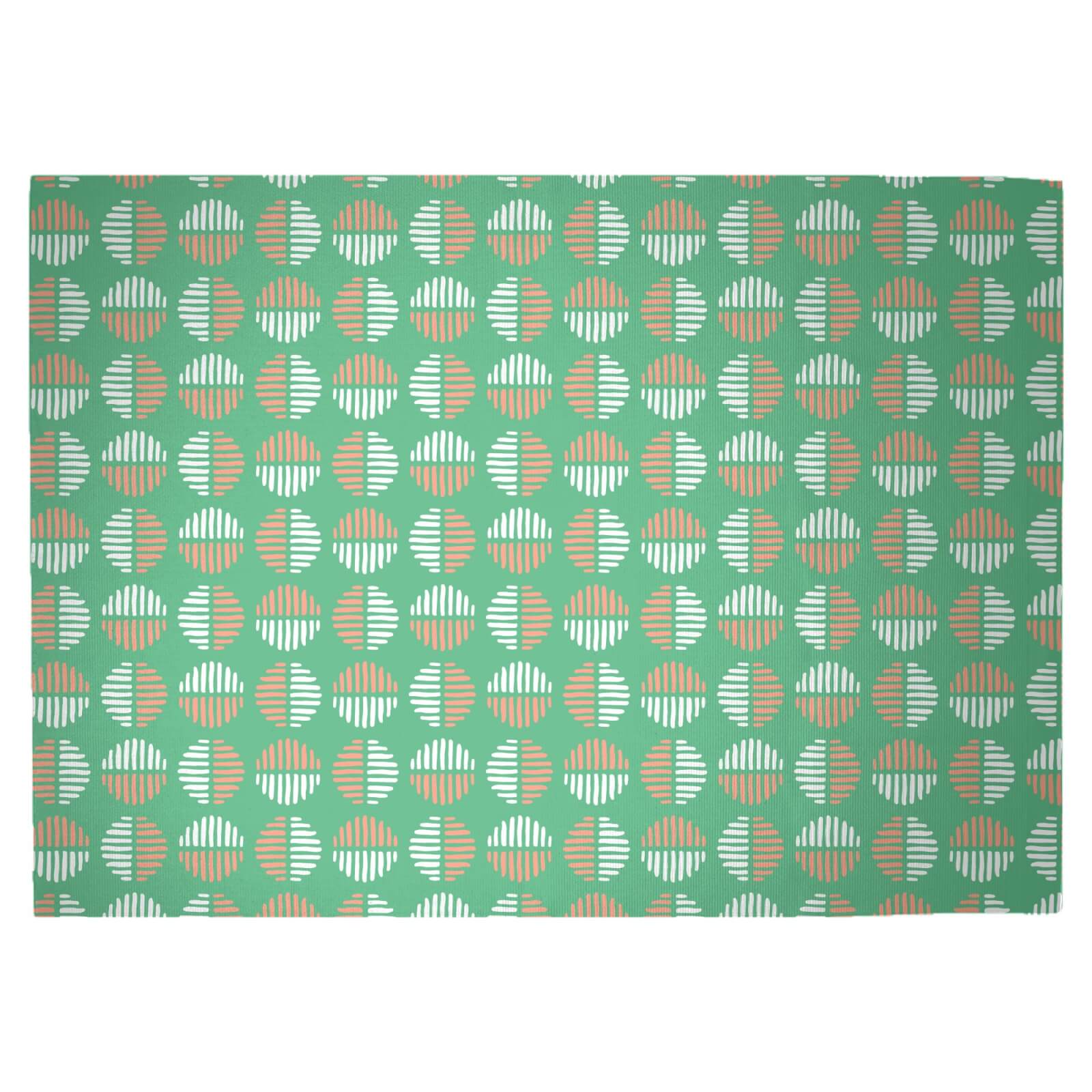 Retro Green Circles Woven Rug - Large