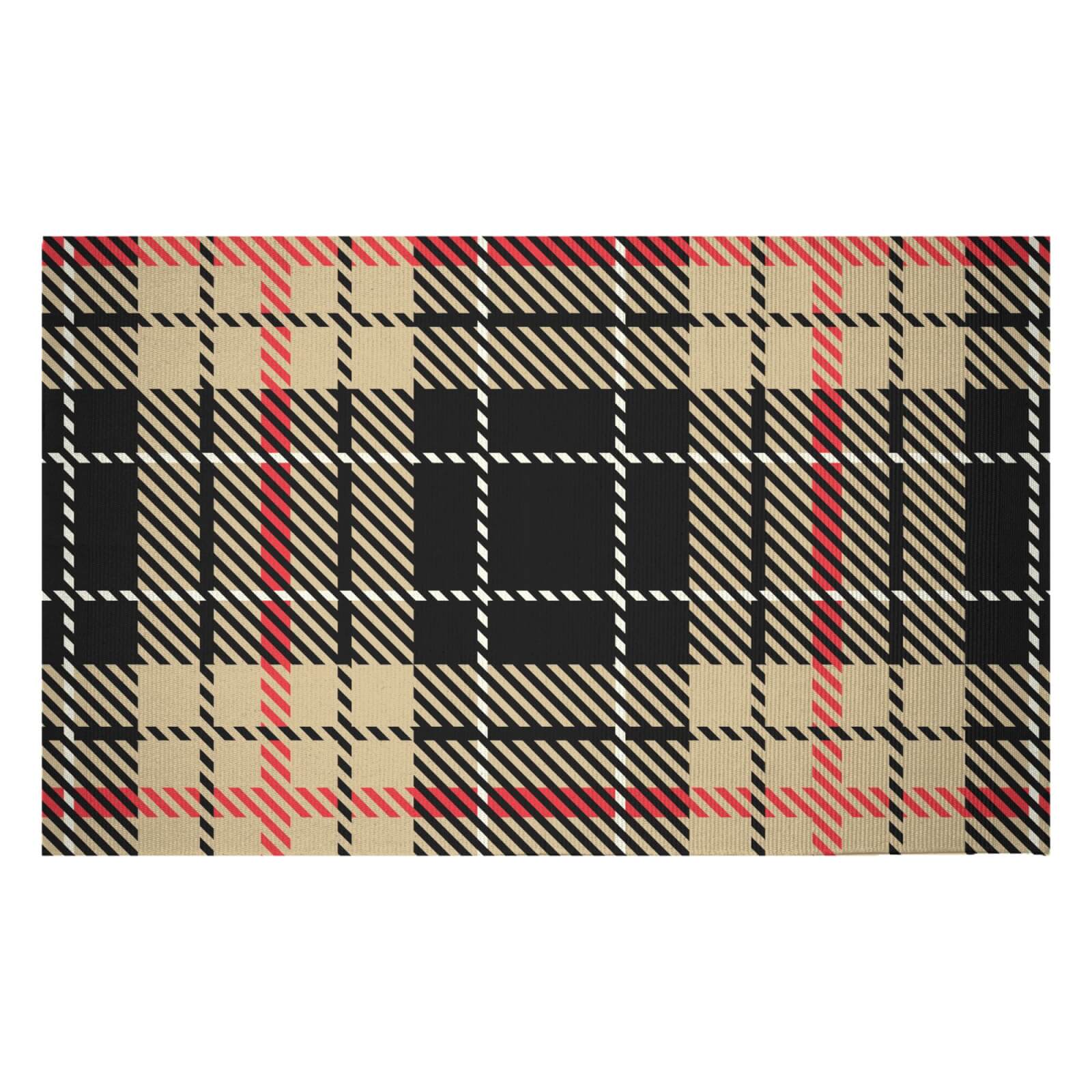 Black, Red & Yellow Tartan Woven Rug - Small