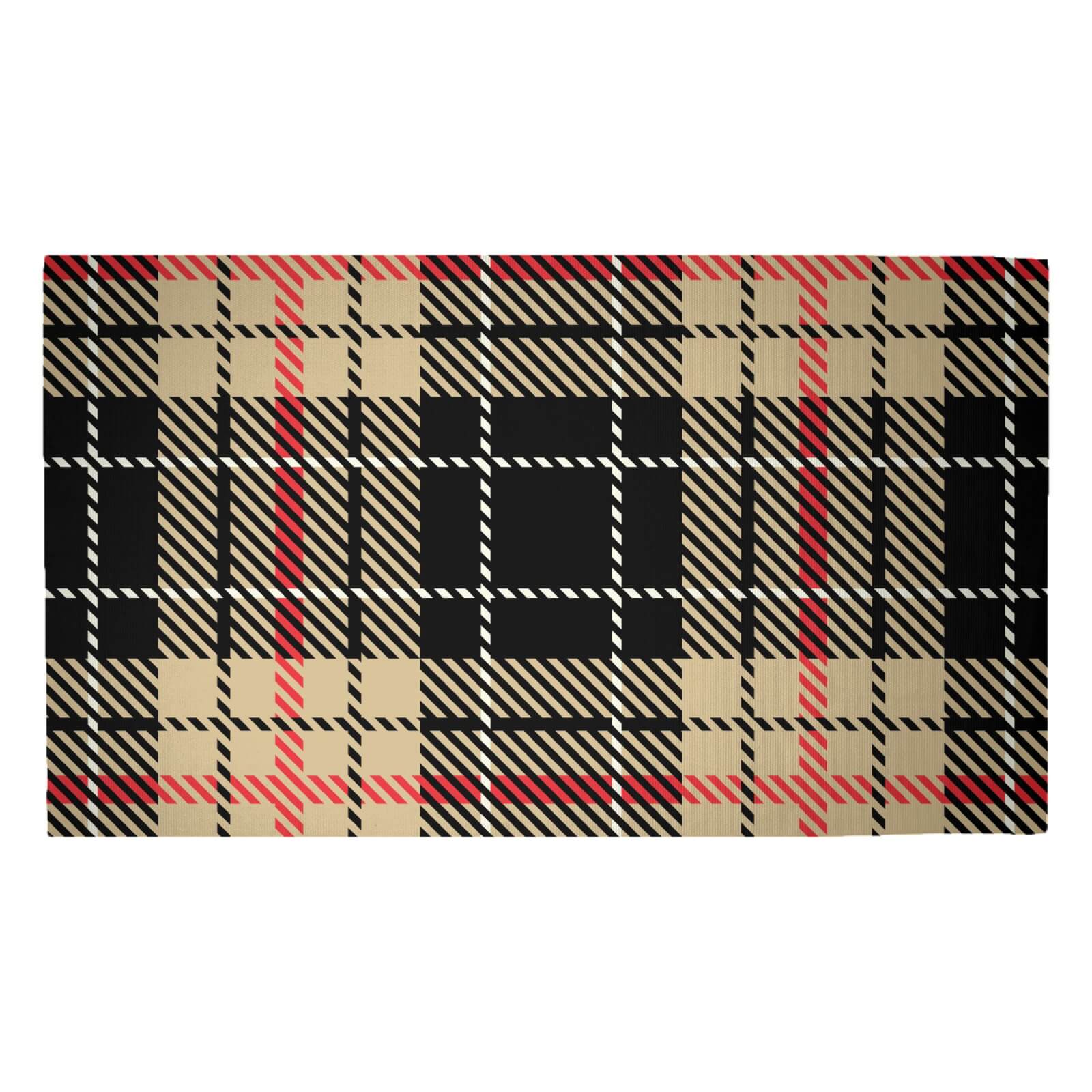 Black, Red & Yellow Tartan Woven Rug - Medium