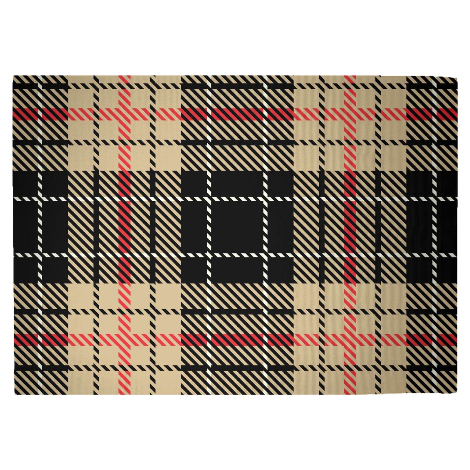 Black, Red & Yellow Tartan Woven Rug - Large