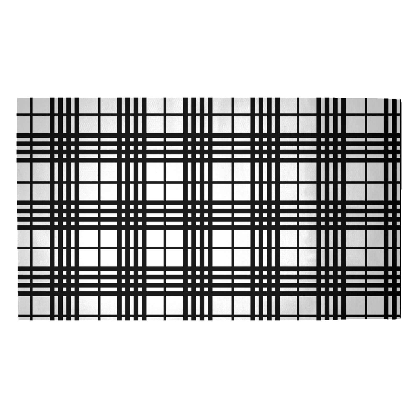 Black And White Tartan Woven Rug - Medium