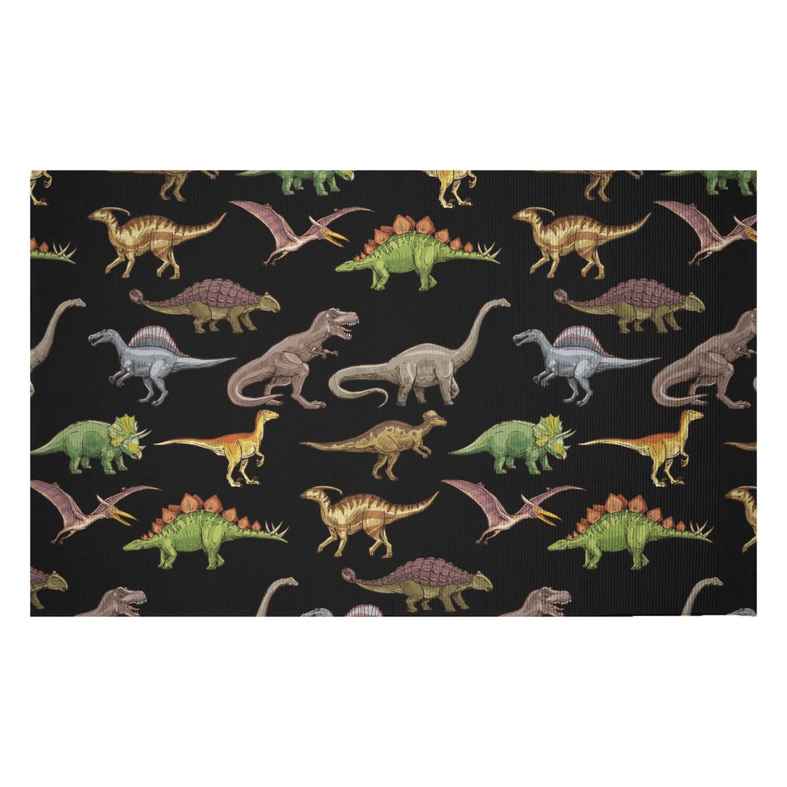Dino Pattern Woven Rug - Small