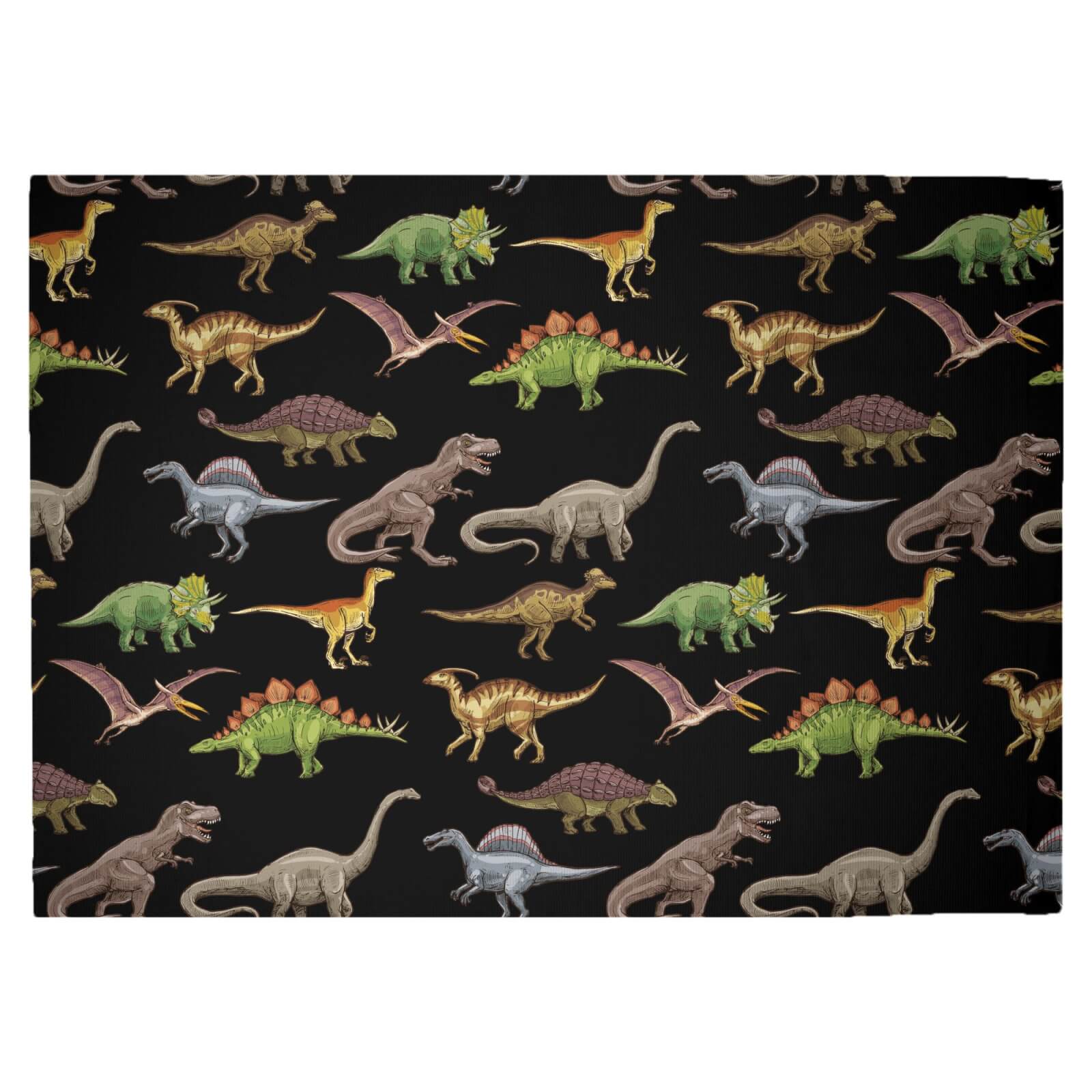Dino Pattern Woven Rug - Large