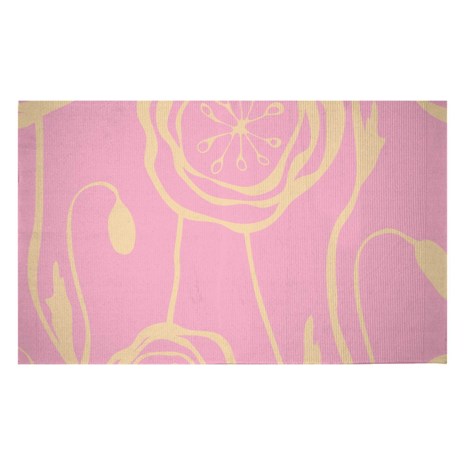 Light Poppies Woven Rug - Small