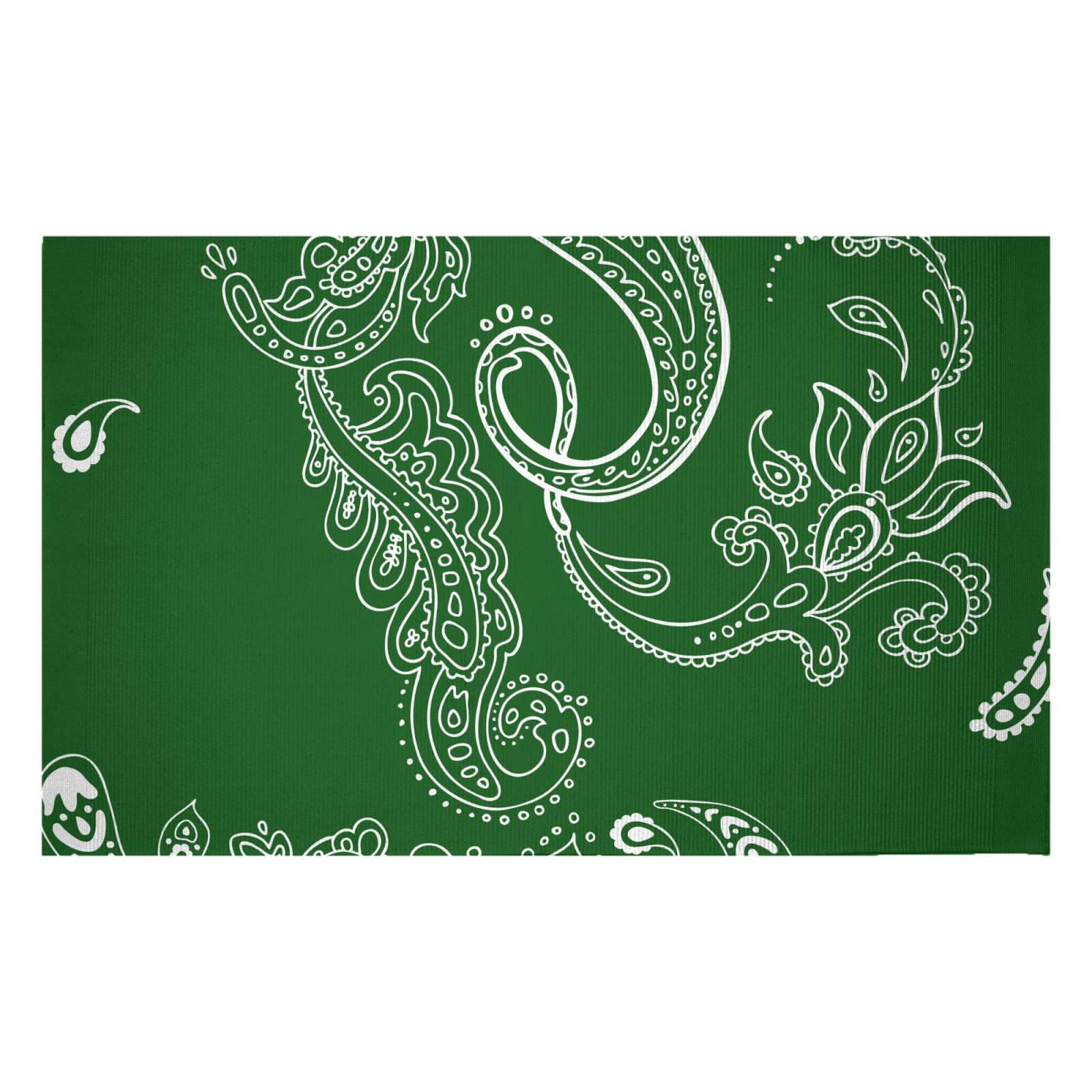 Dark Green Paisley Woven Rug - Small