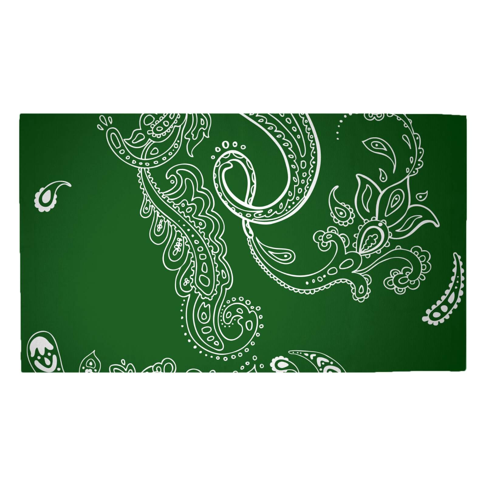 Dark Green Paisley Woven Rug - Medium