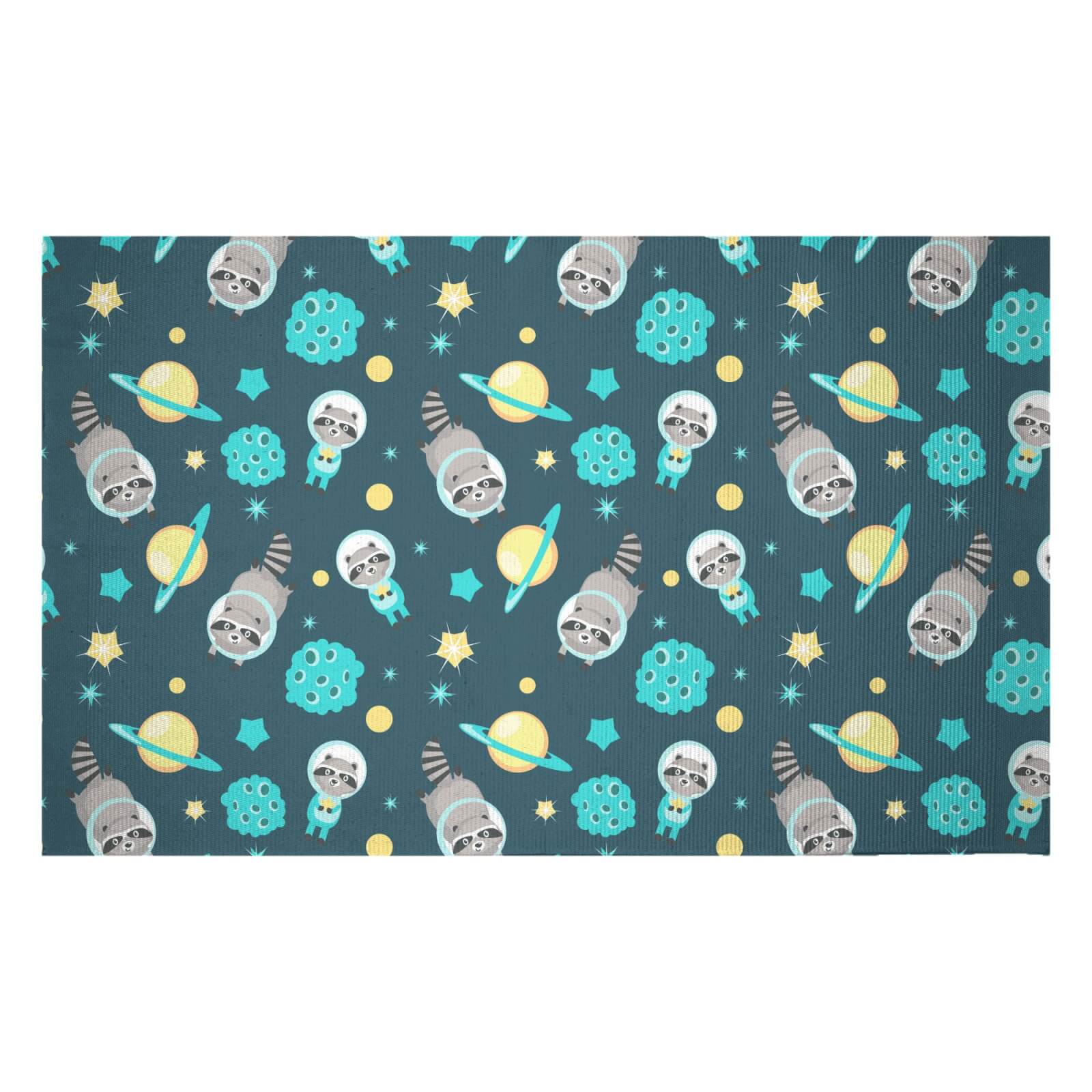 Raccoon In Space Woven Rug - Small
