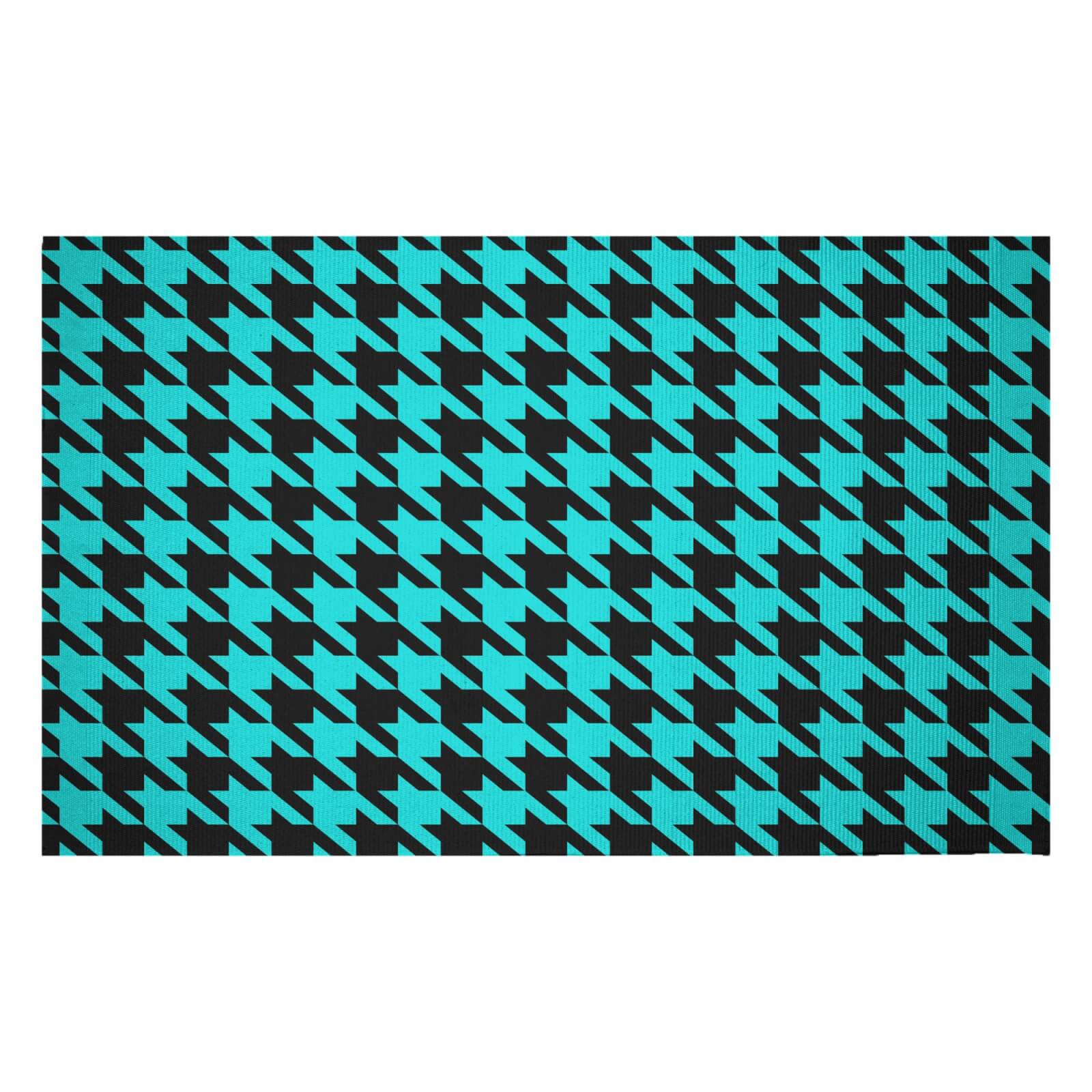 Turquoise Dogtooth Woven Rug - Small