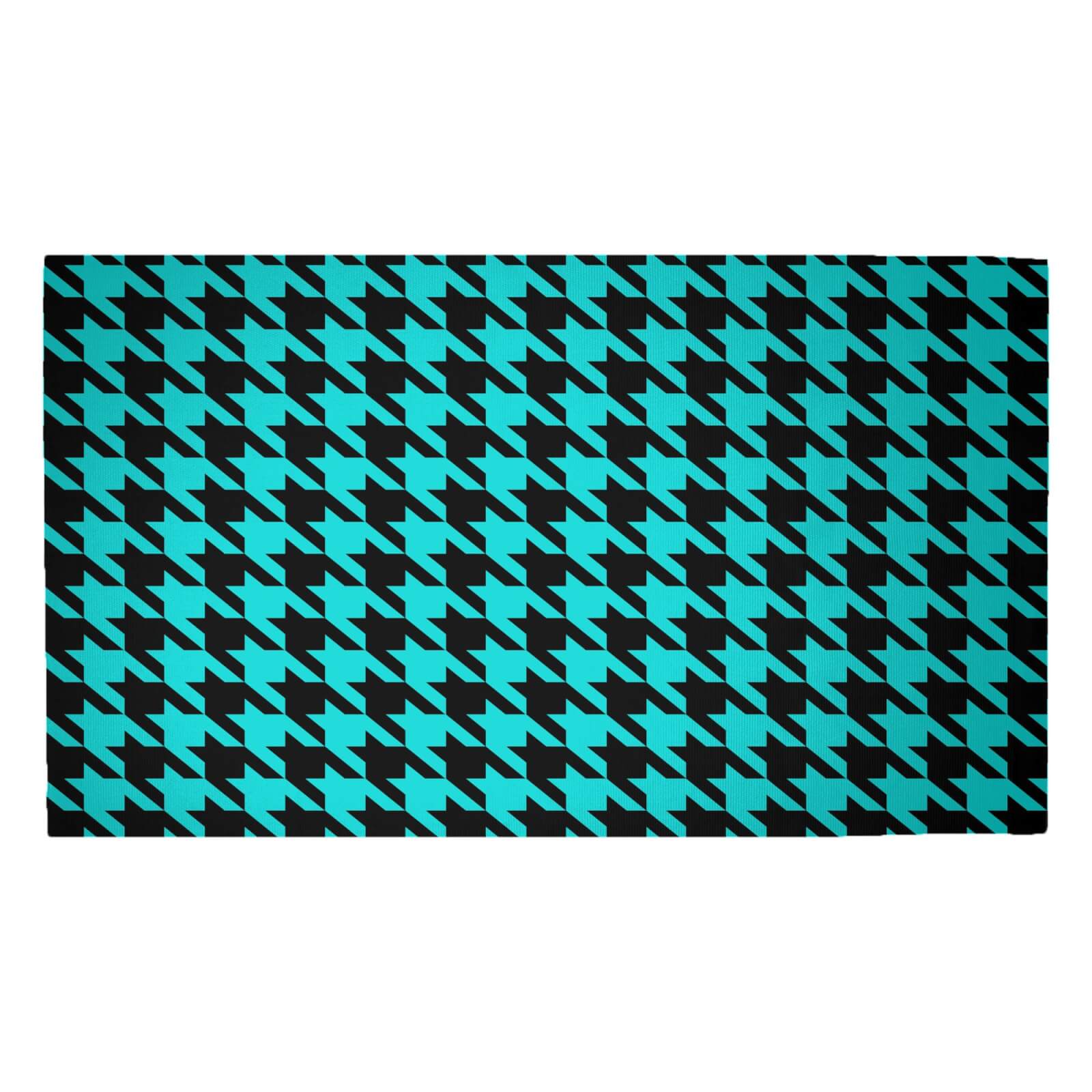 Turquoise Dogtooth Woven Rug - Medium
