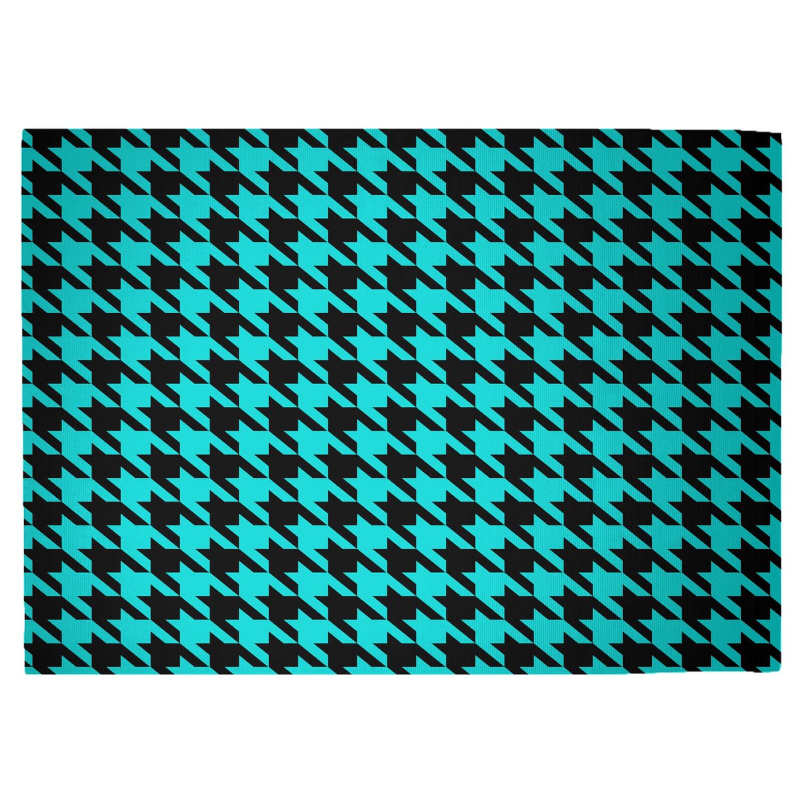 Turquoise Dogtooth Woven Rug - Large