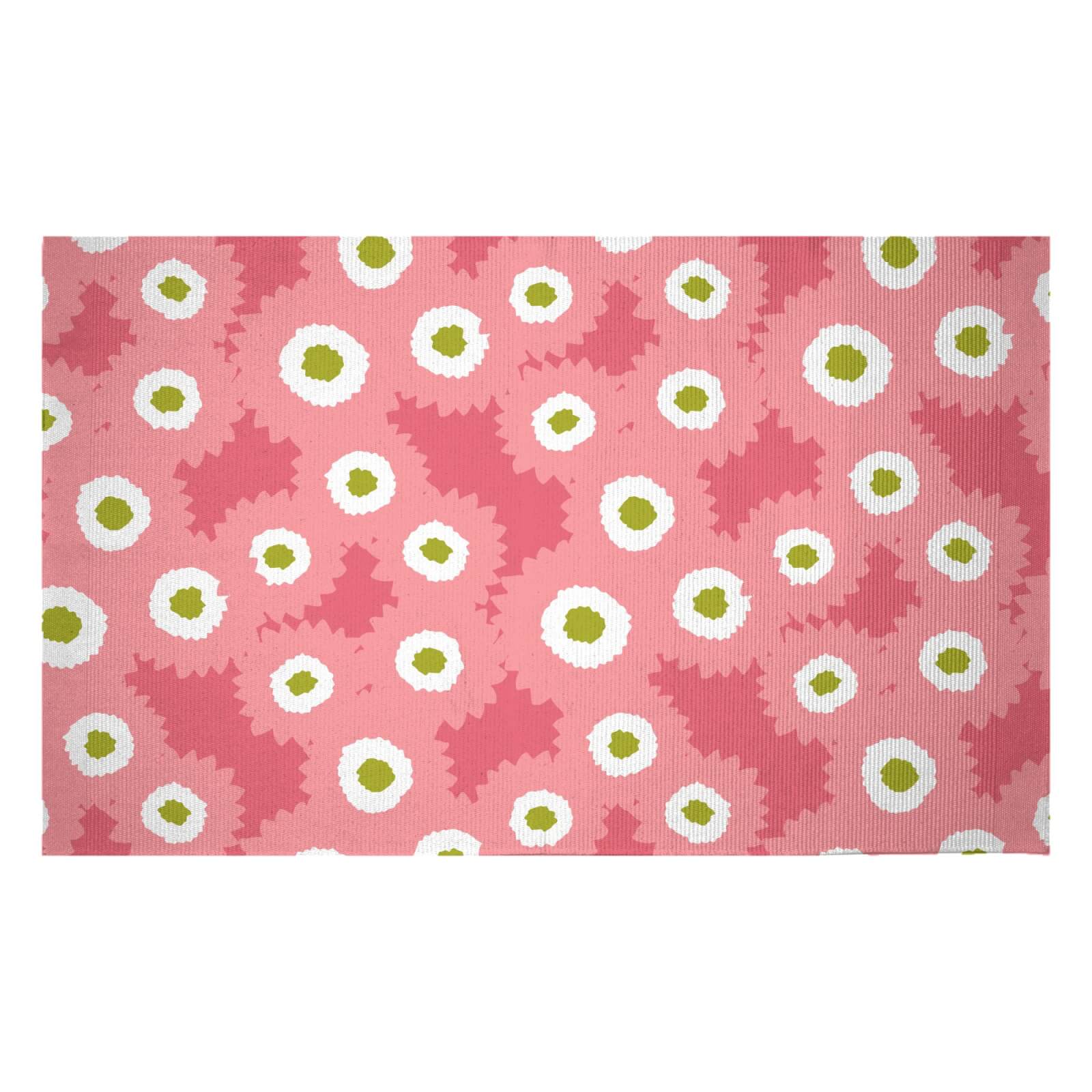 Retro Fuzzy Flowers Woven Rug - Small
