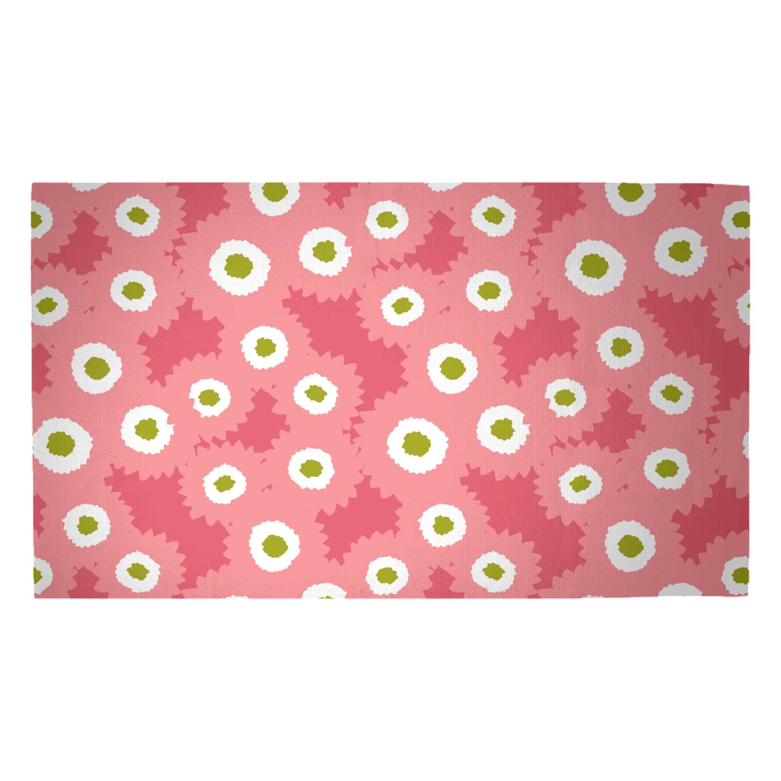 Retro Fuzzy Flowers Woven Rug - Medium