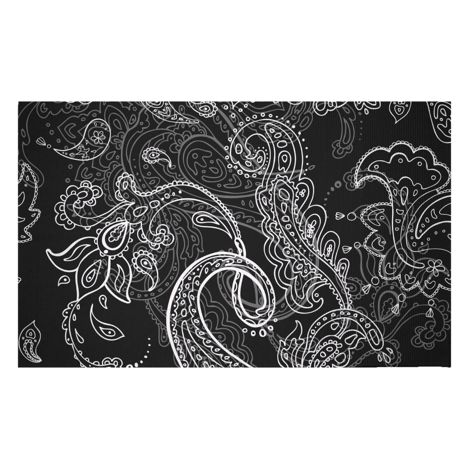 Monochrome Layered Paisley Woven Rug - Small
