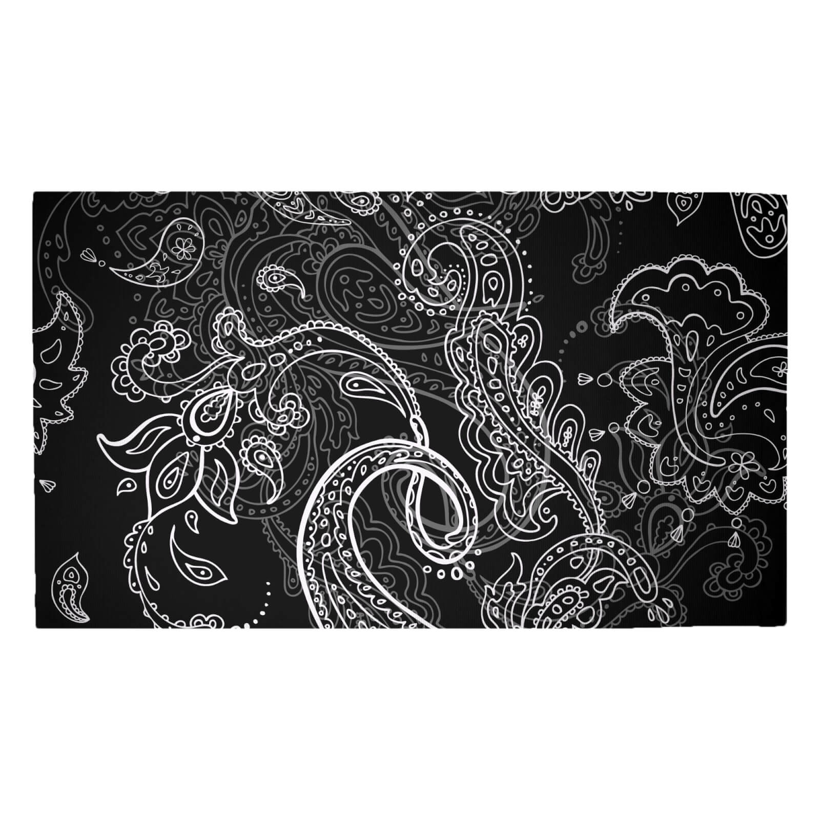 Monochrome Layered Paisley Woven Rug - Medium