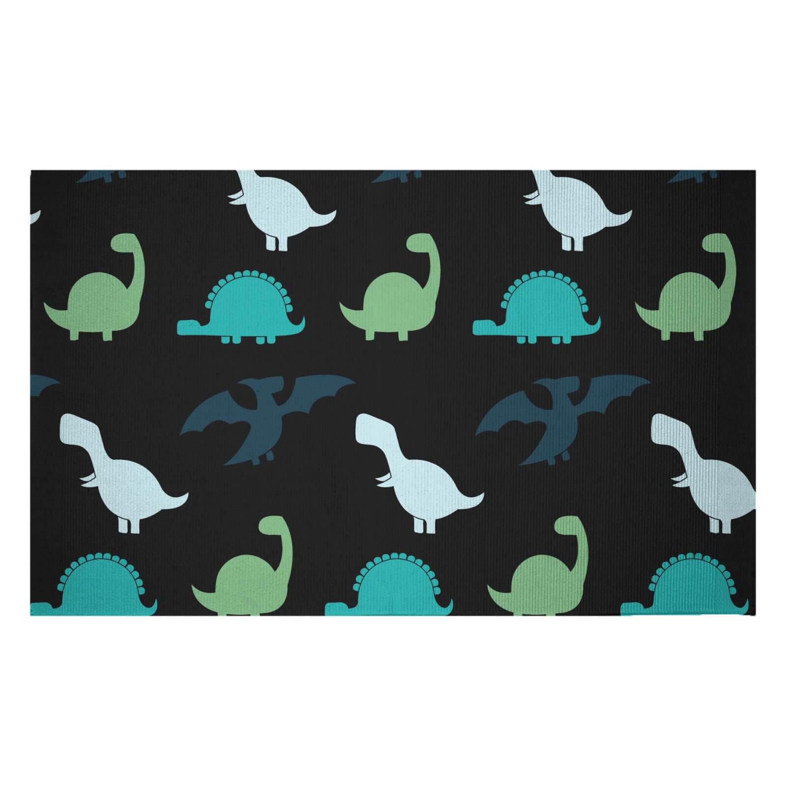 Dino Silhouette Pattern Woven Rug - Small
