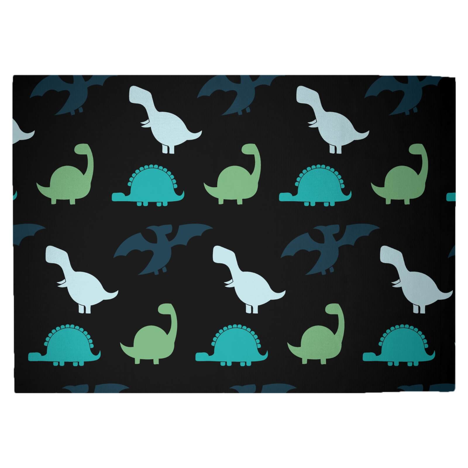 Dino Silhouette Pattern Woven Rug - Large