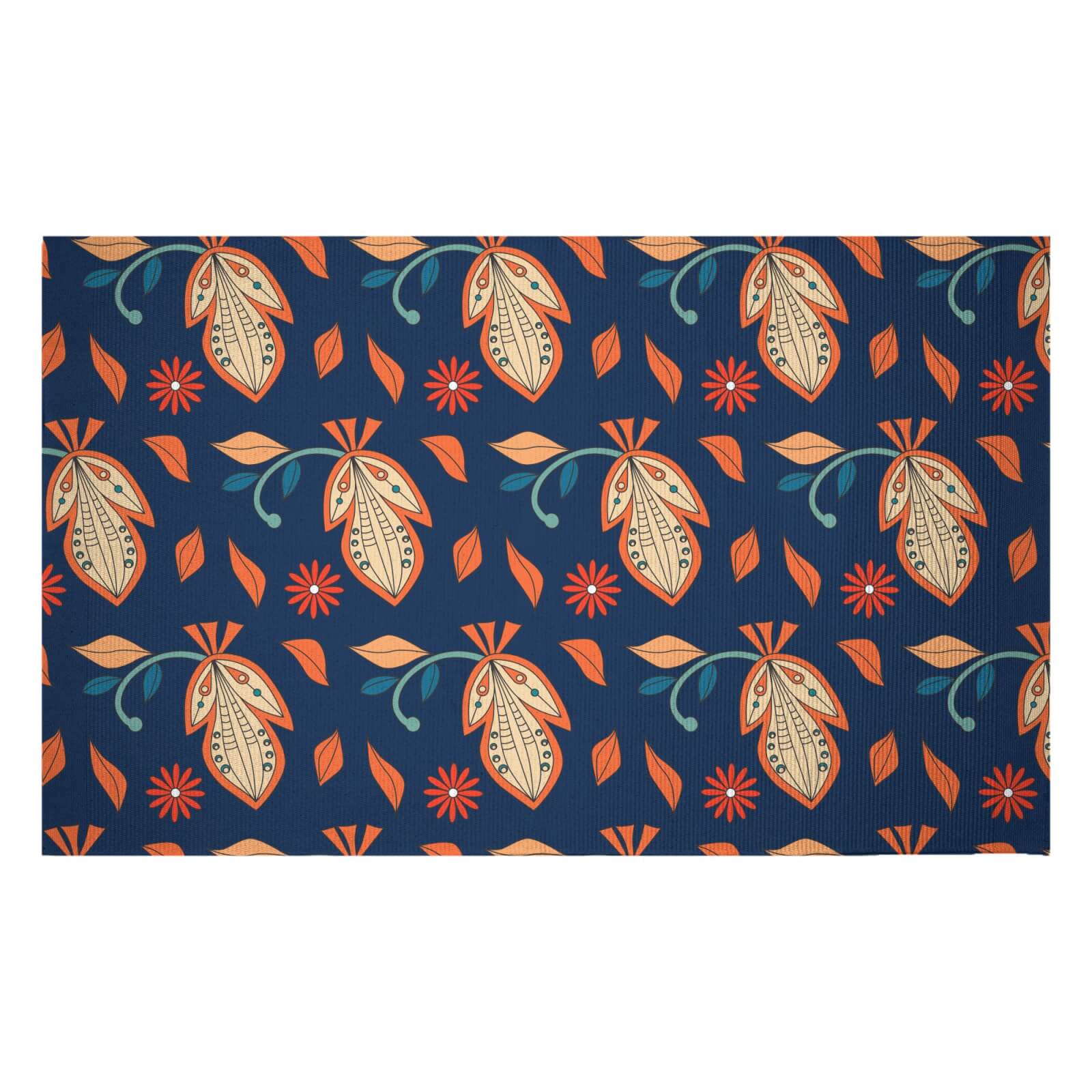 Retro Florals Woven Rug - Small