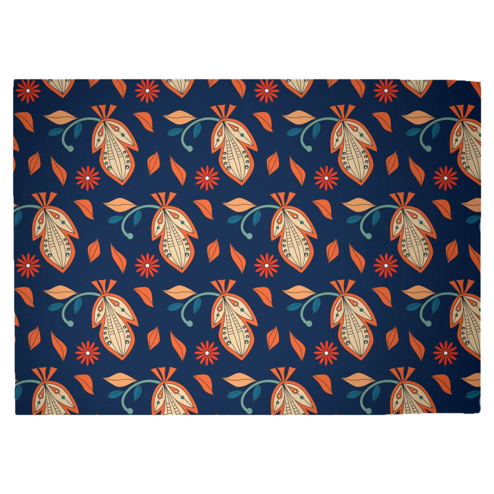 Retro Florals Woven Rug - Large