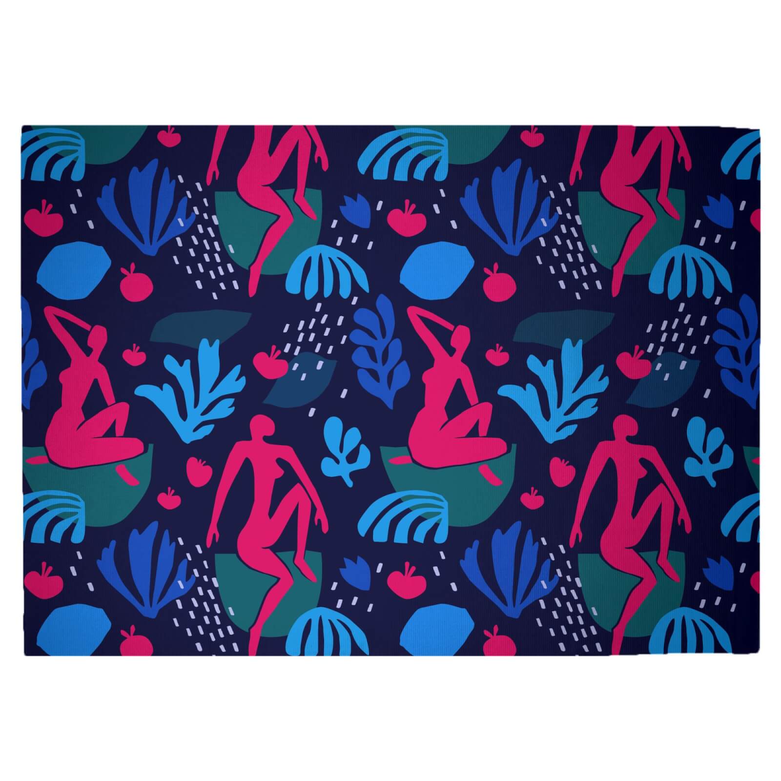 Silhouete And Leaves Woven Rug - Large