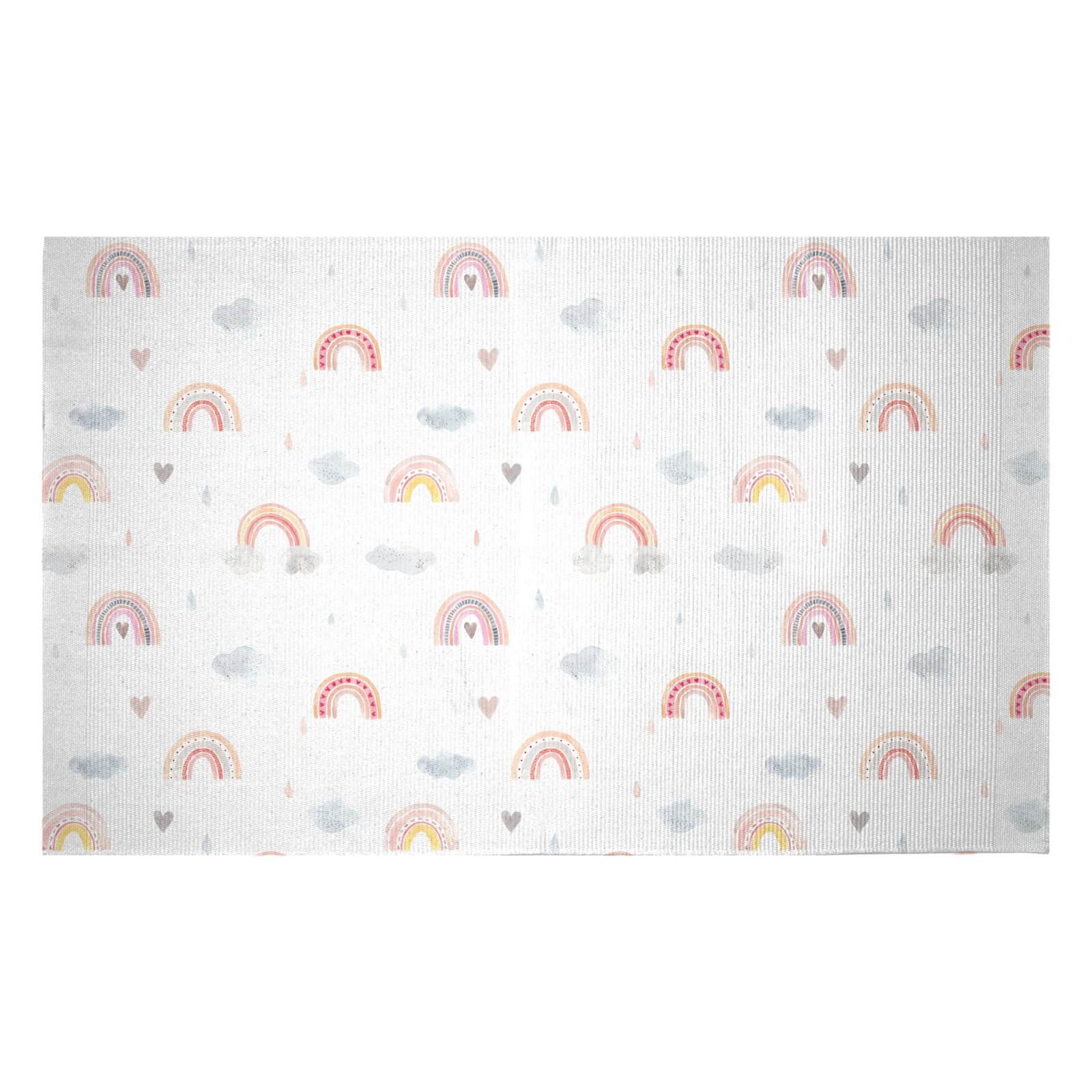 Watercolour Rainbow Pattern Woven Rug - Small