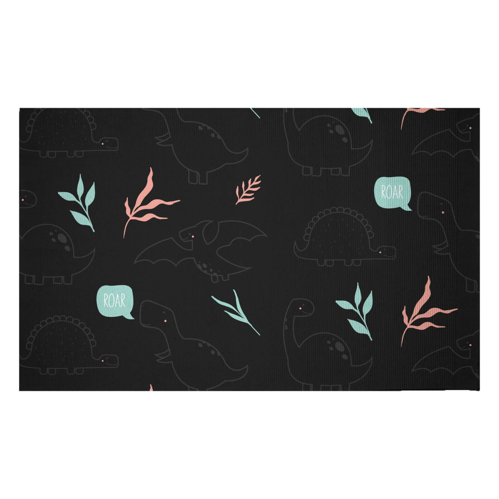 Pastel Dino Pattern Woven Rug - Small