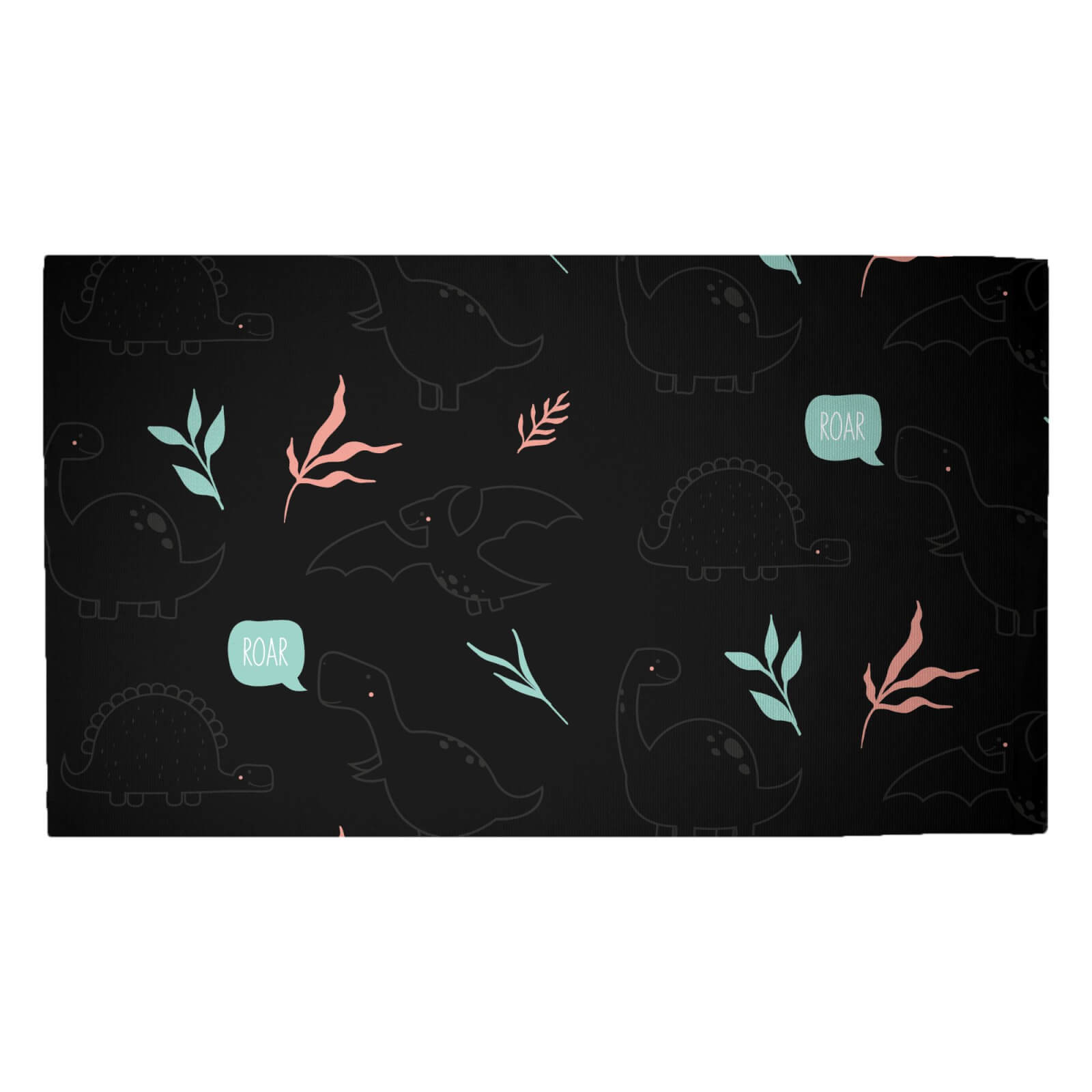 Pastel Dino Pattern Woven Rug - Medium