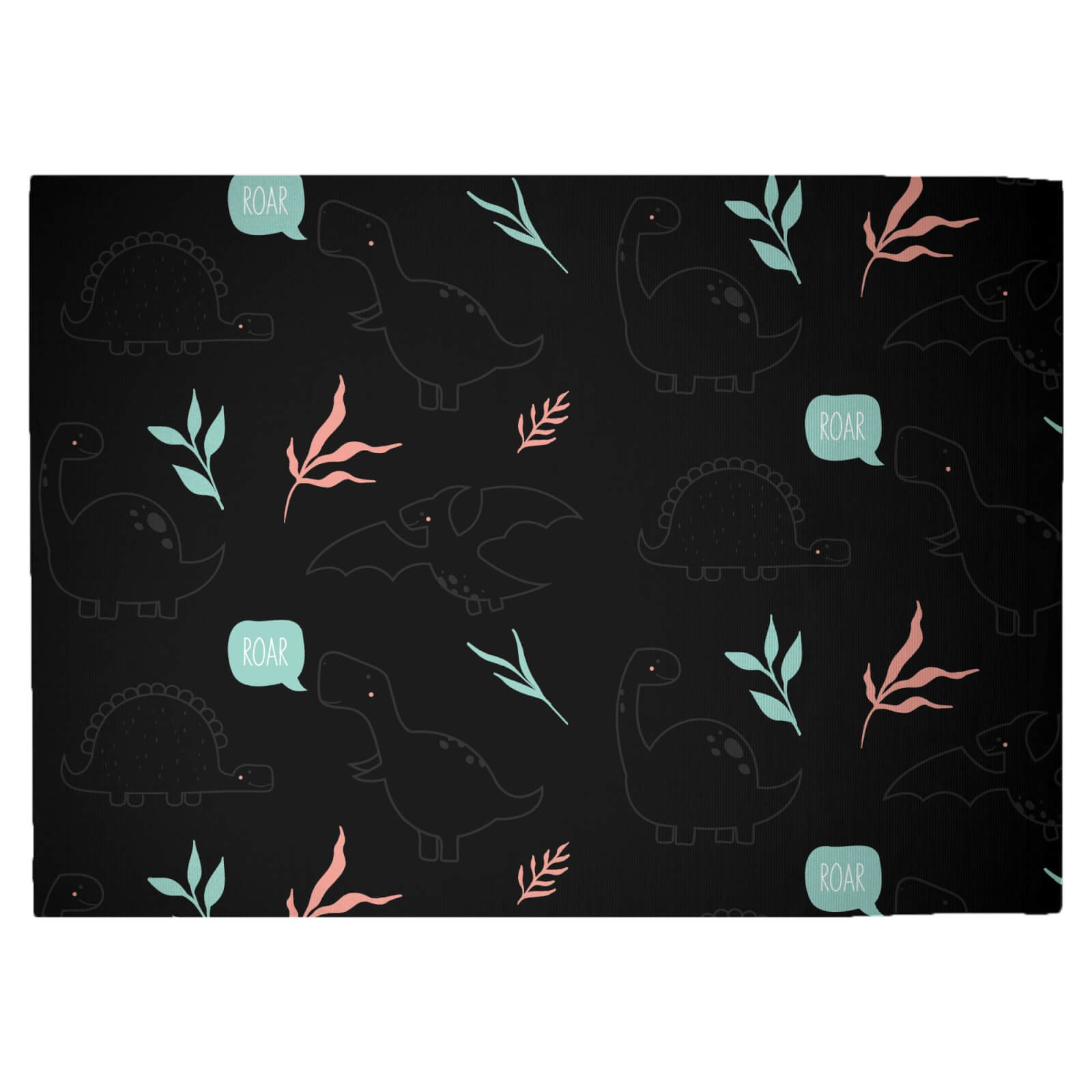 Pastel Dino Pattern Woven Rug - Large