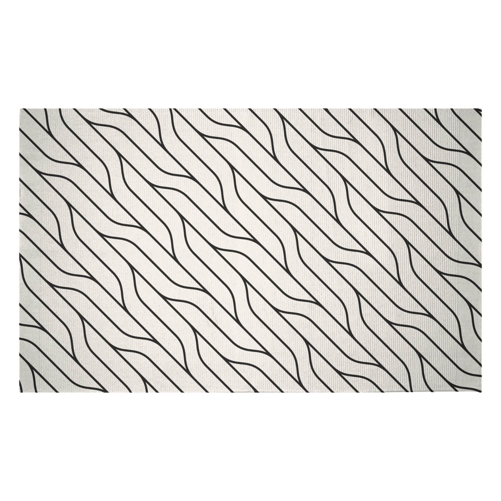 Diagonal Warped Lines Woven Rug - Small