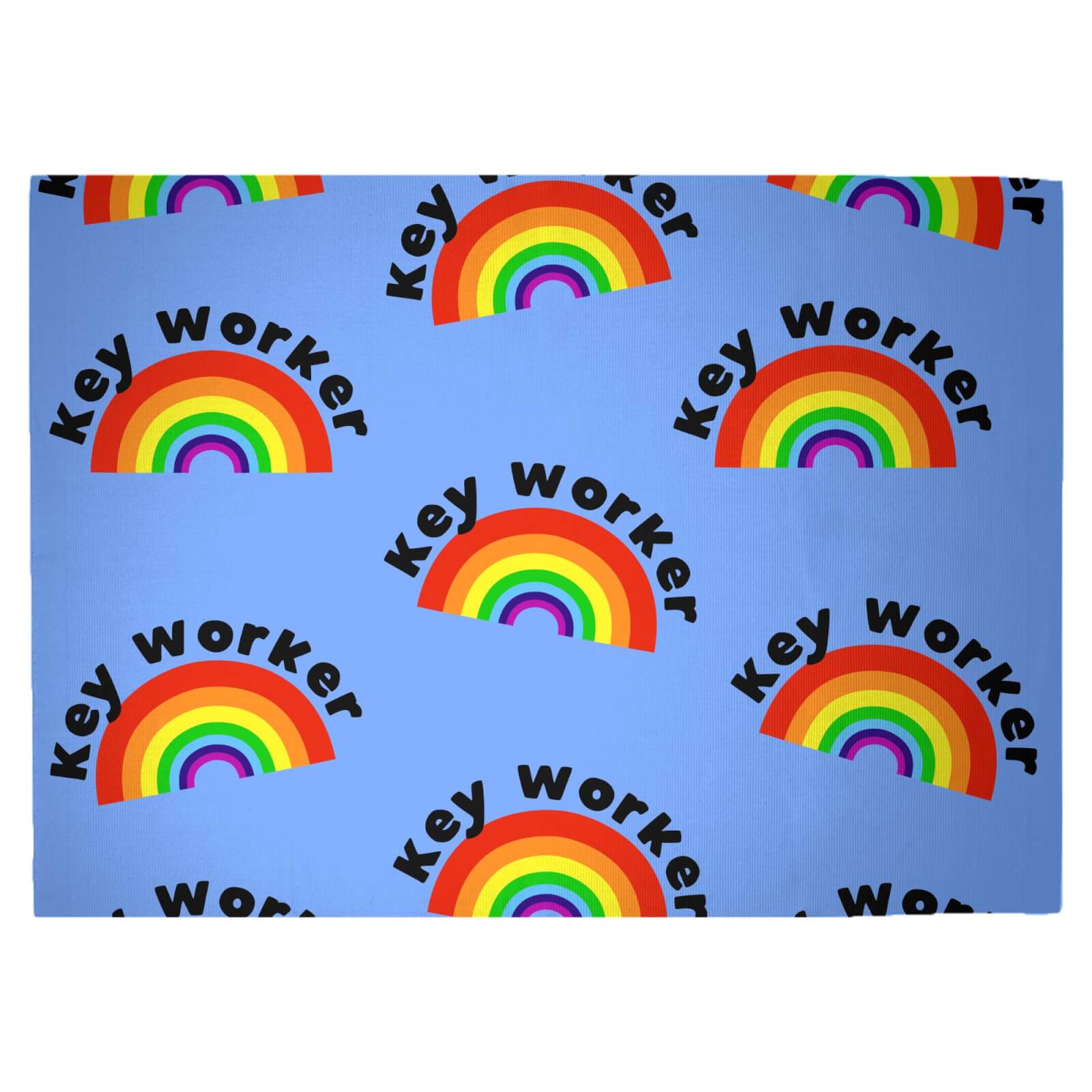 Key Worker Rainbow Woven Rug - Large