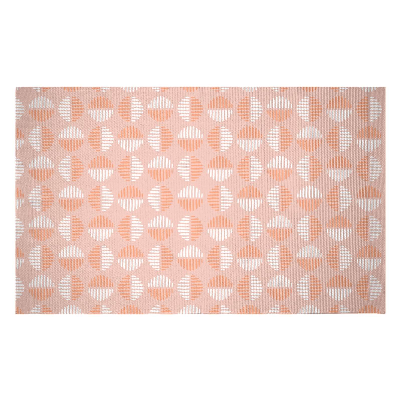 Retro Pink Circles Woven Rug - Small