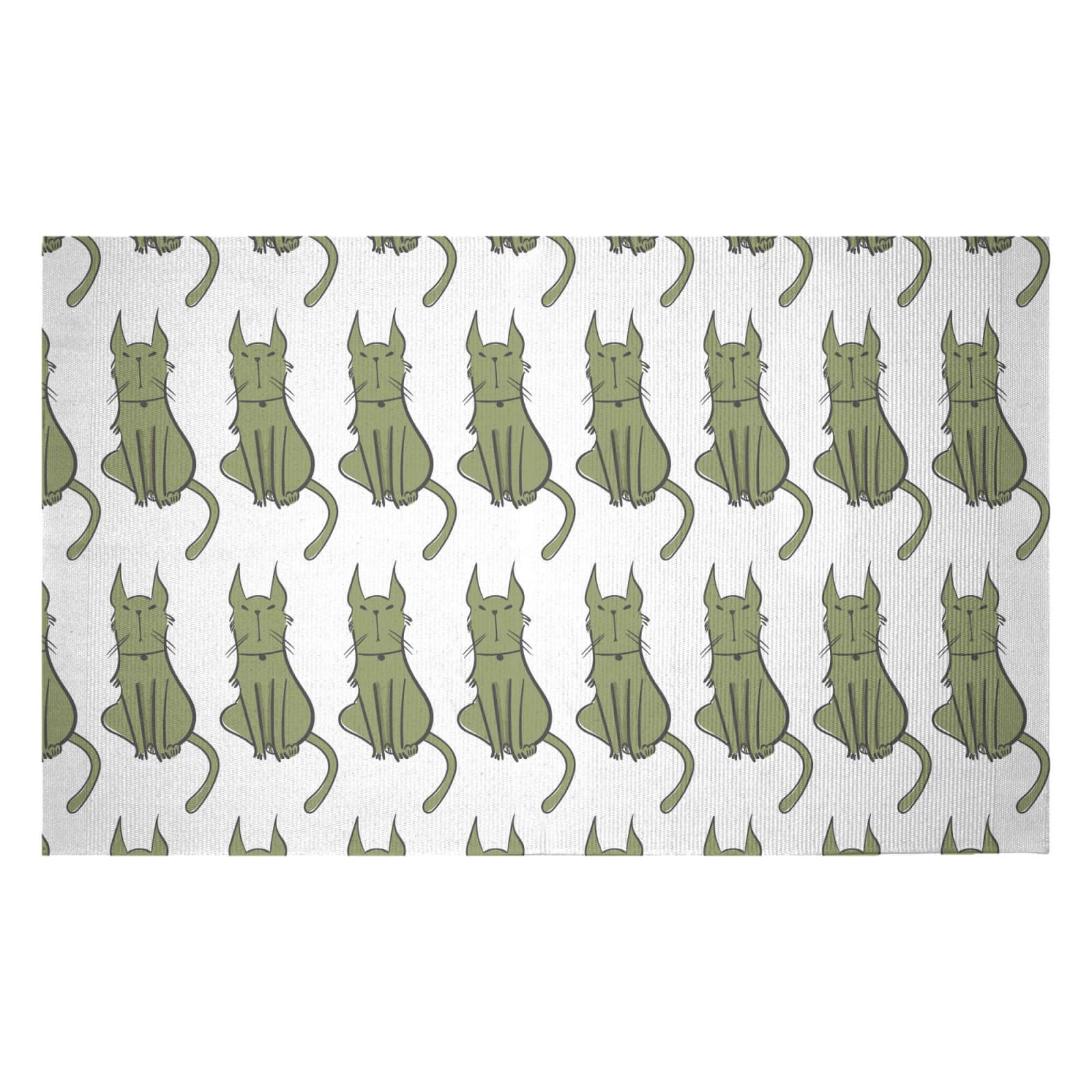 Green Cat Woven Rug - Small