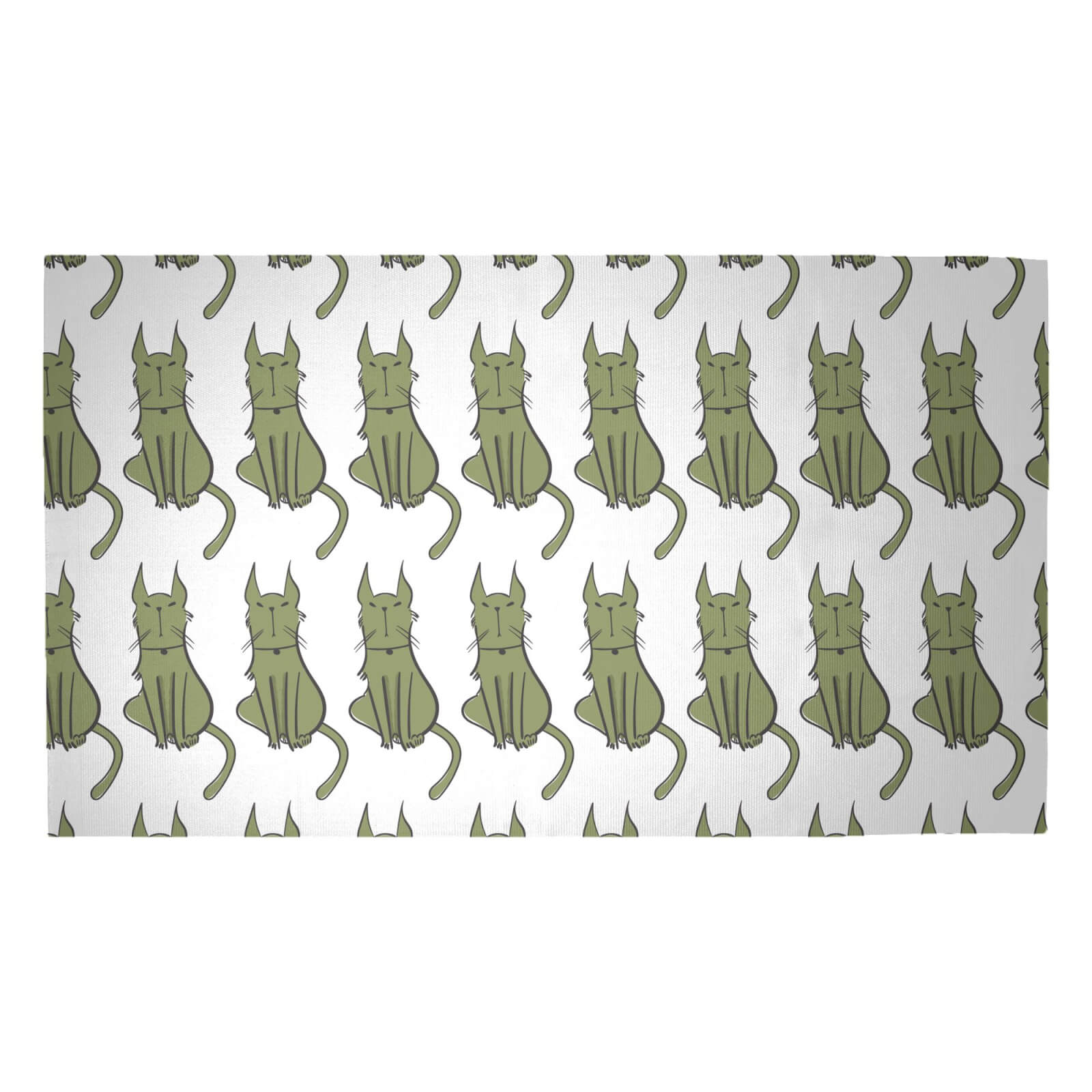 Green Cat Woven Rug - Medium