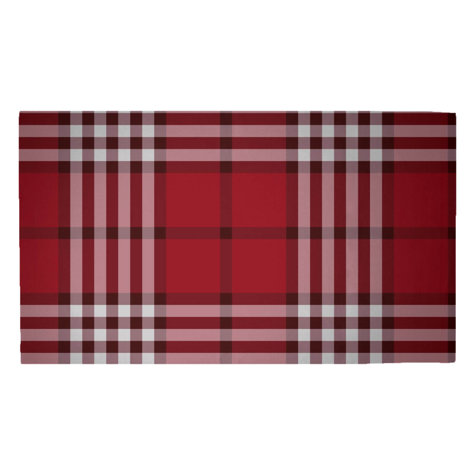 Black, White & Red Multi Tartan Woven Rug - Medium