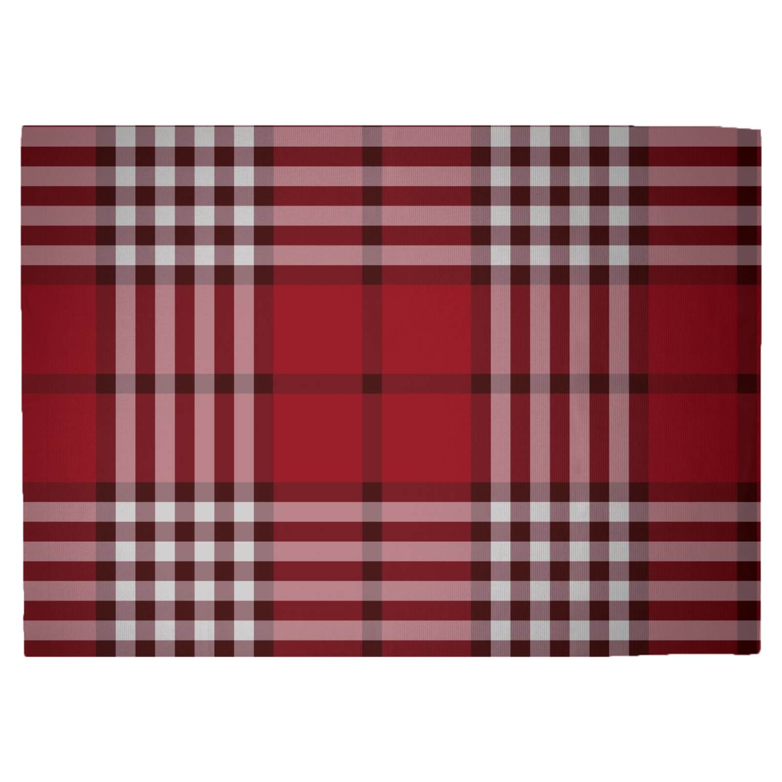 Black, White & Red Multi Tartan Woven Rug - Large