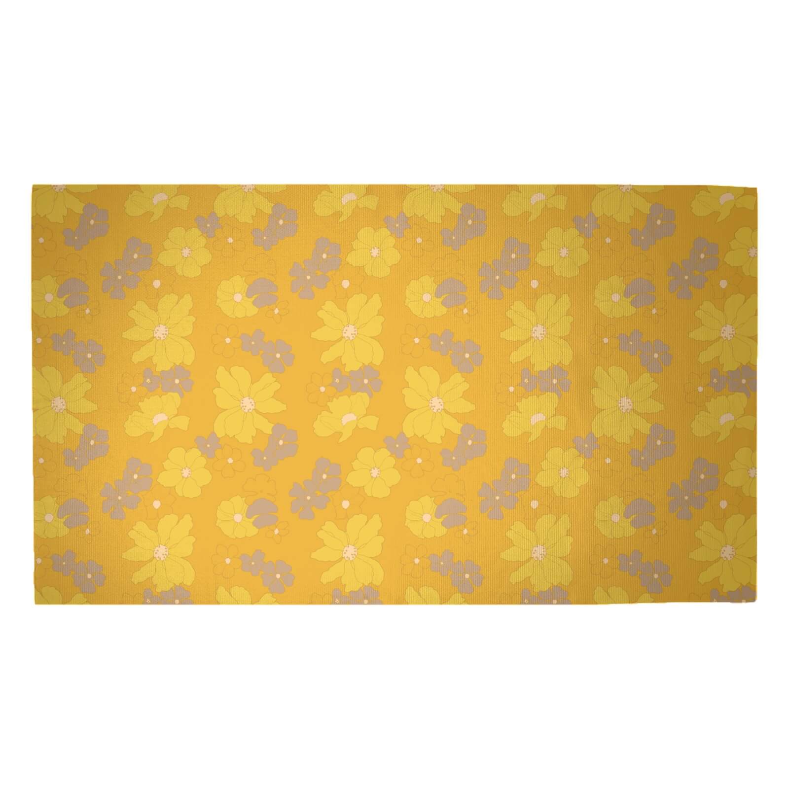 Yellow 60s Flower Woven Rug - Medium