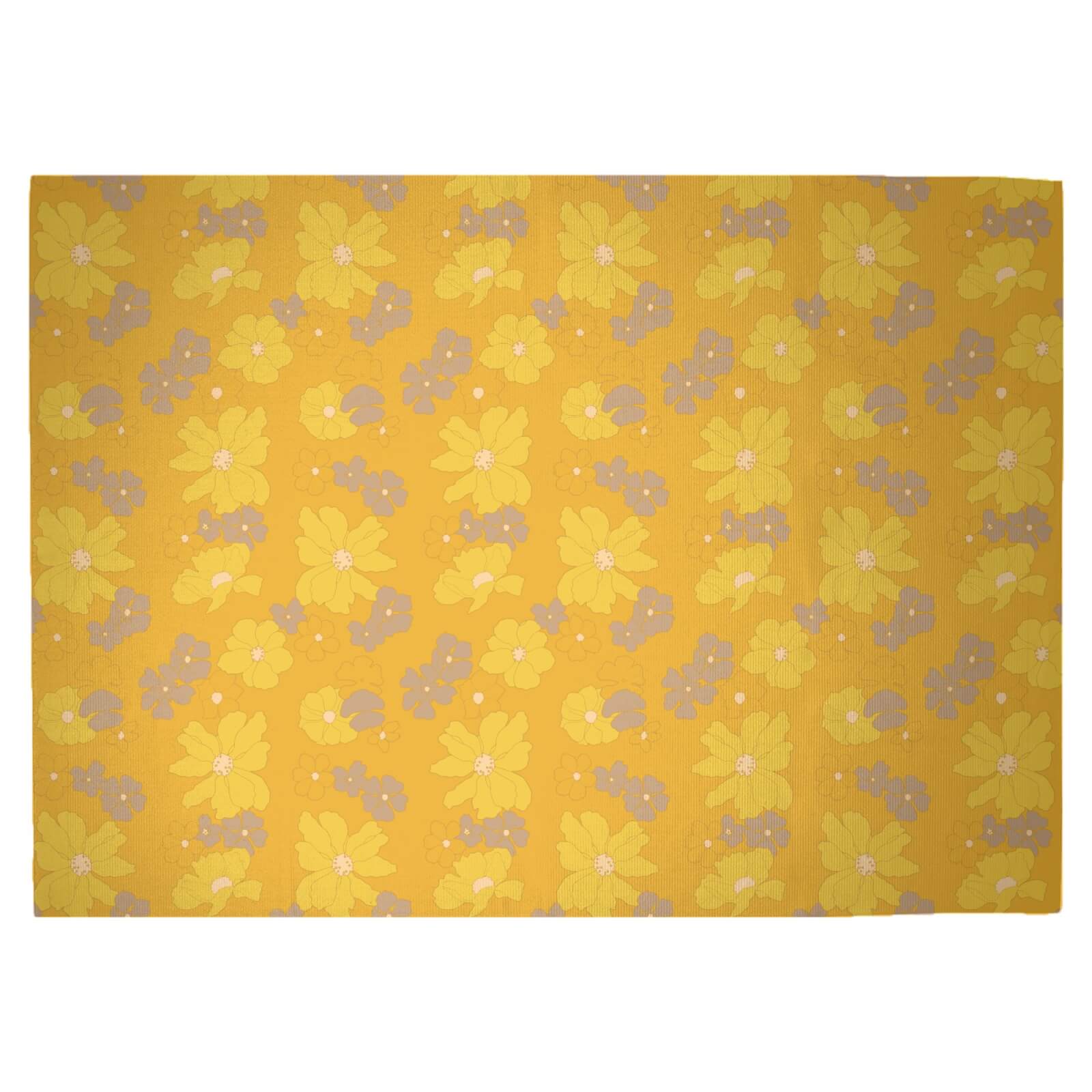 Yellow 60s Flower Woven Rug - Large